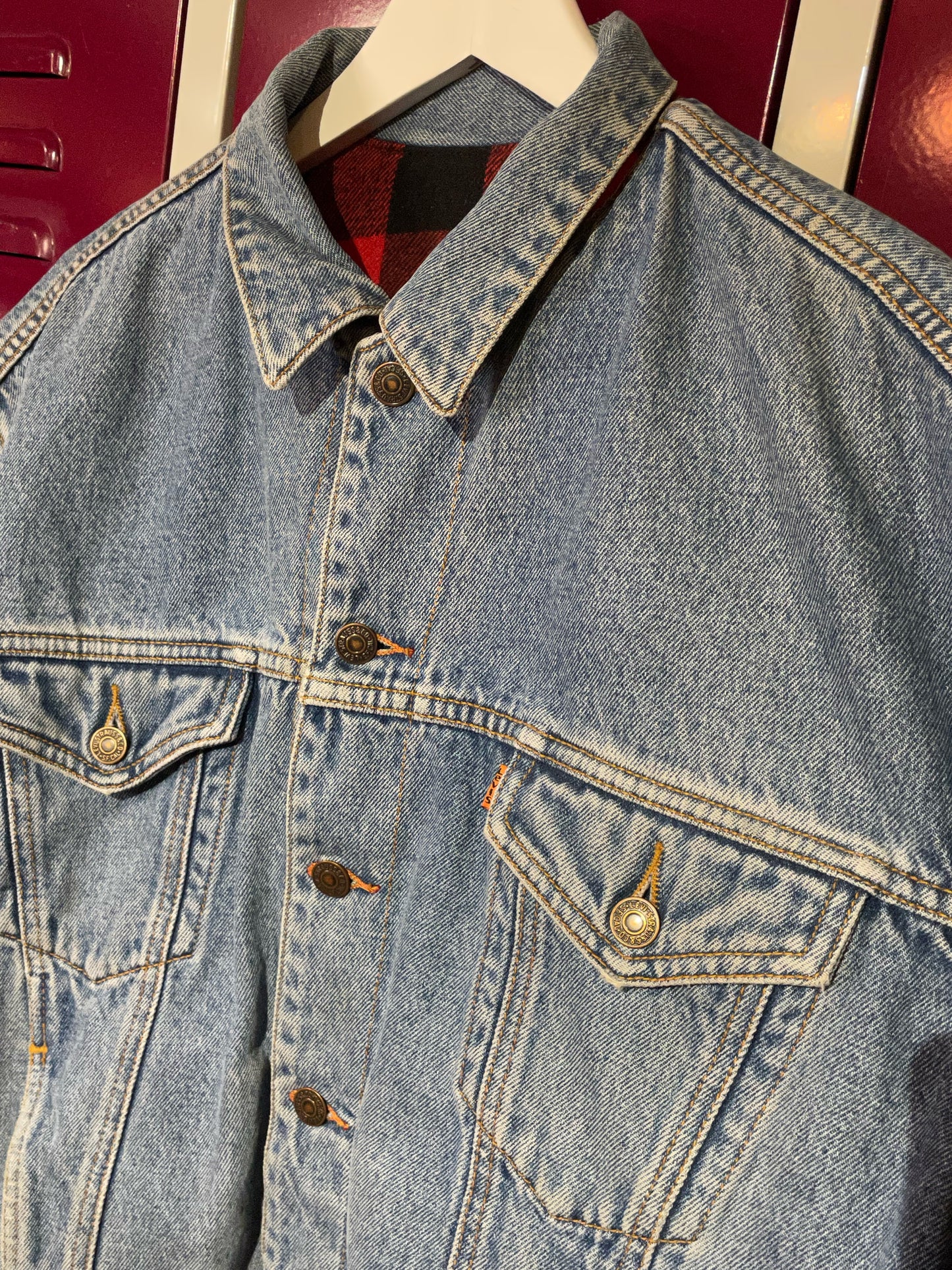 LEVI'S VINTAGE REVERSIBLE DENIM JACKET BUFFALO & PLAID LINED JACKET SZ: XL