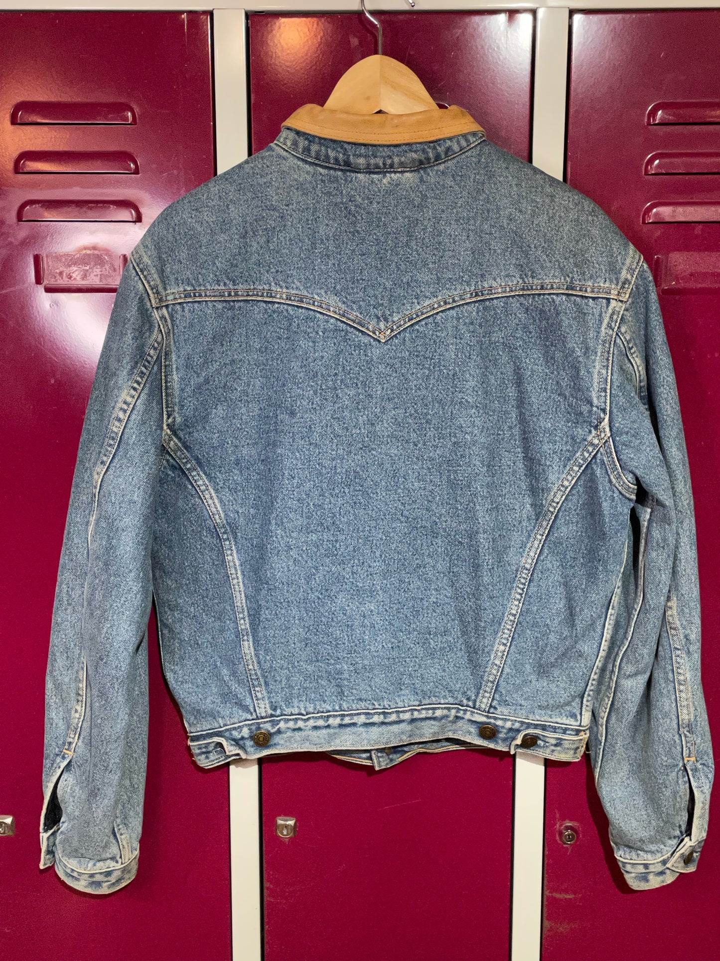 LEVI'S VINTAGE LEATHER COLLAR DENIM JACKET SZ: S