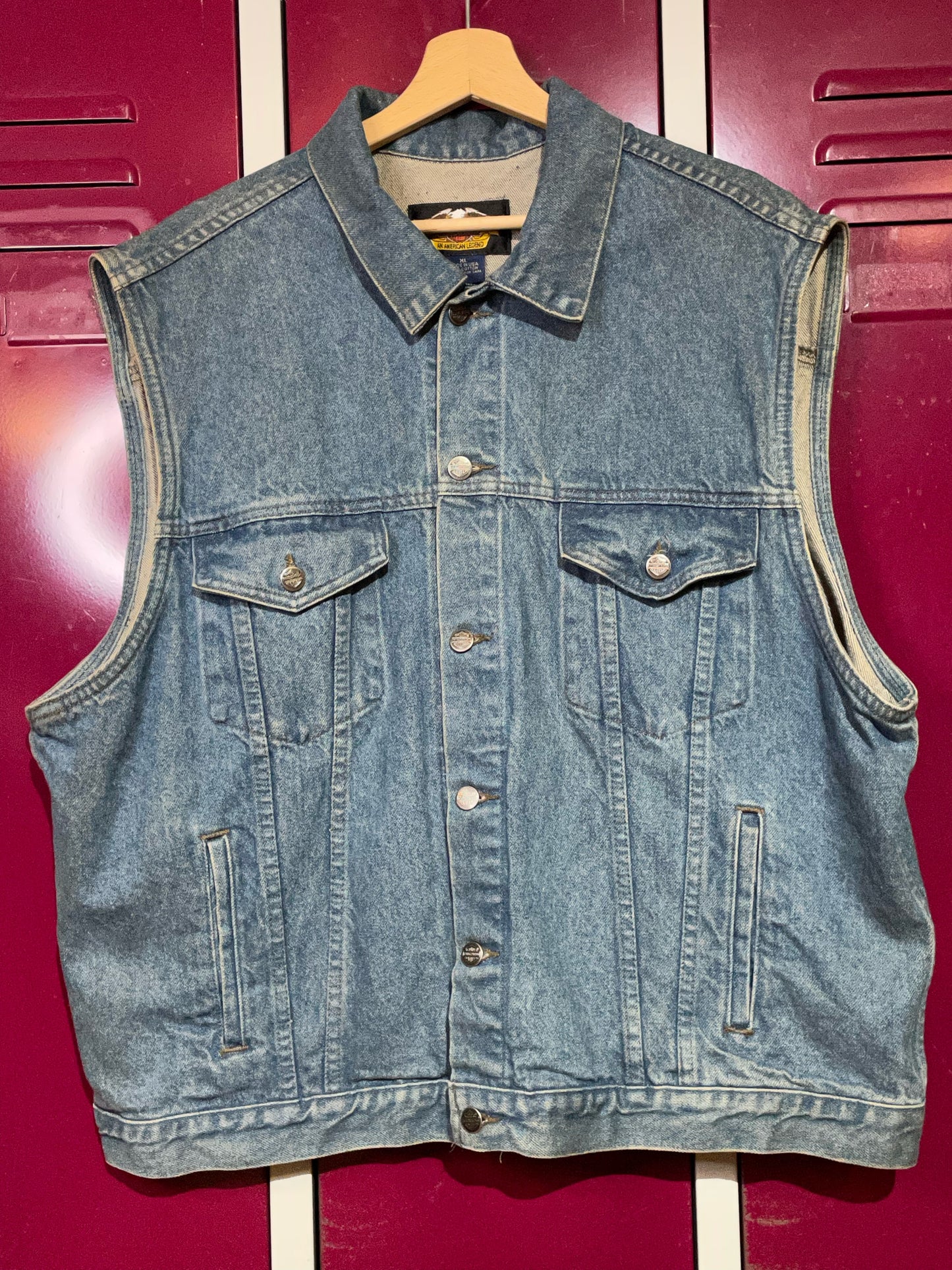 HARLEY DAVIDSON VINTAGE LEATHER EMBOSSED INSERT DENIM VEST SZ: XL