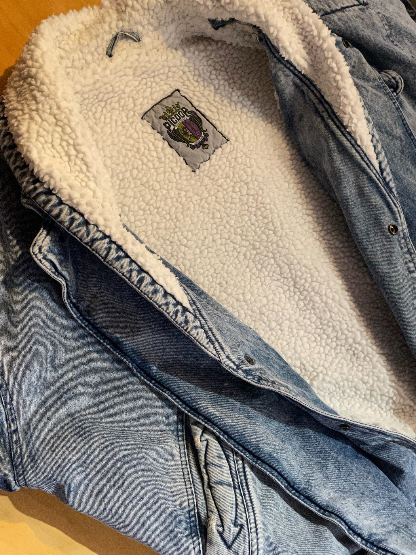 PICDOR VINTAGE SHERPA DENIM JACKET SZ: M