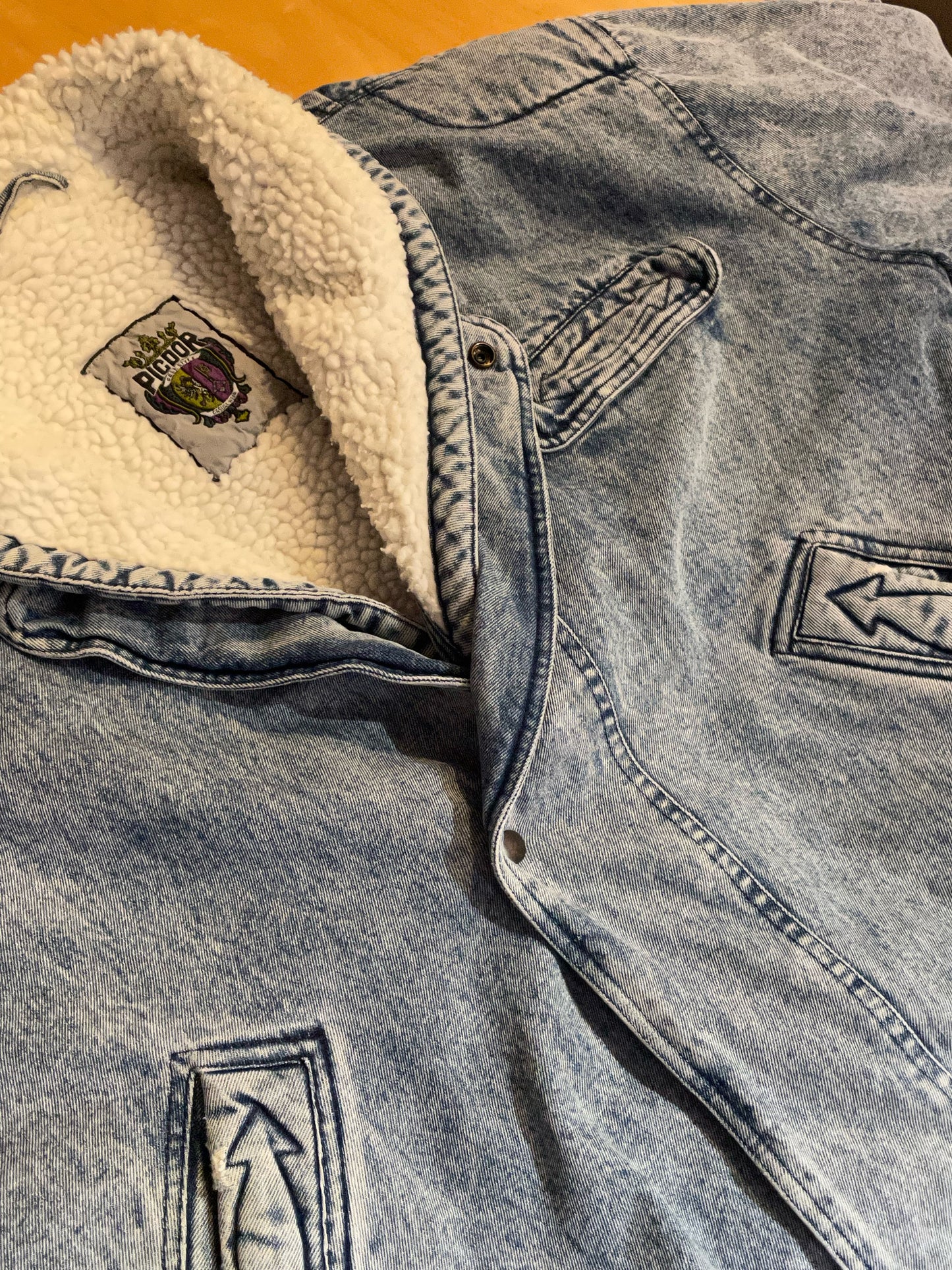 PICDOR VINTAGE SHERPA DENIM JACKET SZ: M