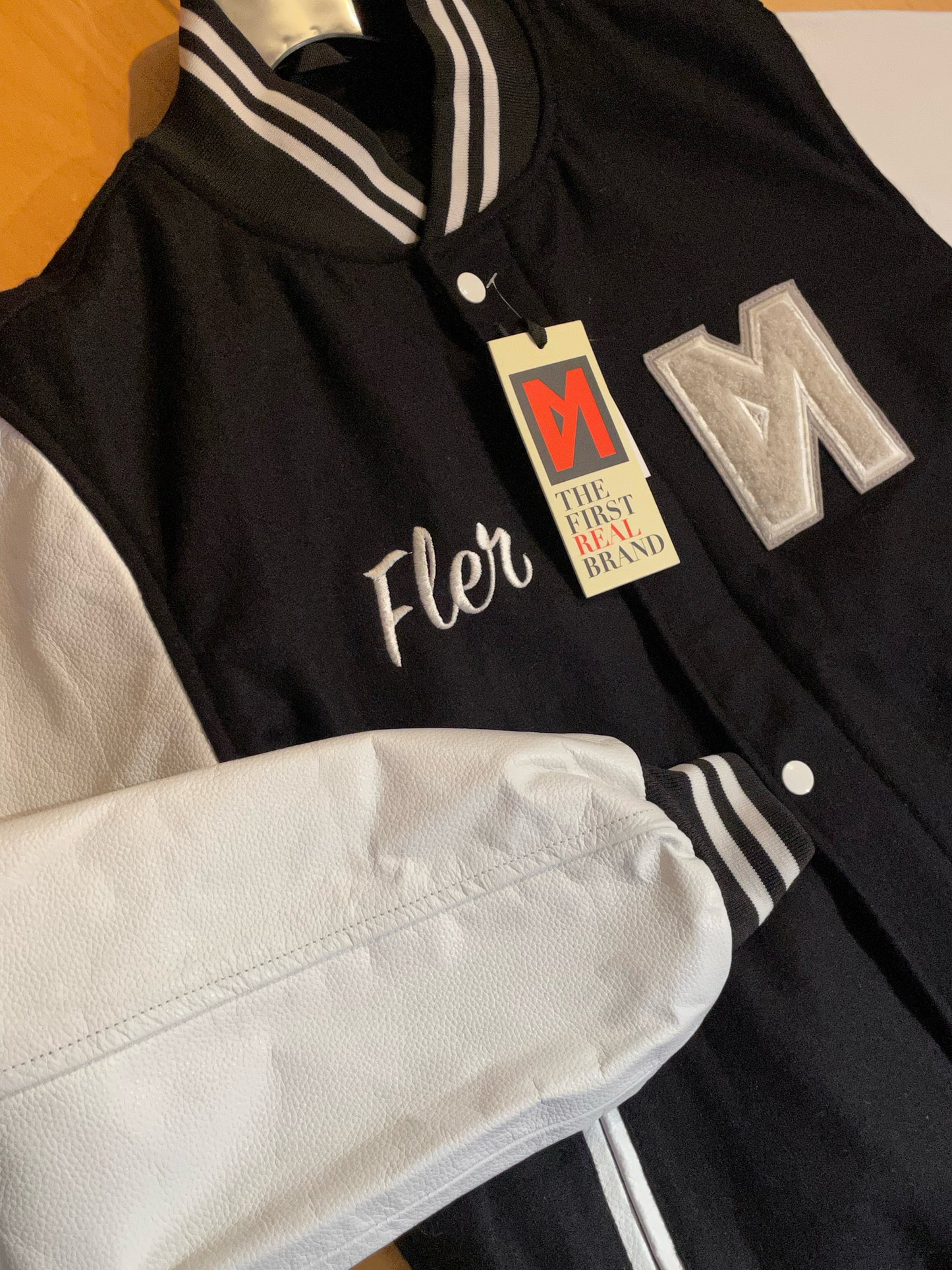 THE FIRST REAL BRAND BRAND NEW VARSITY JACKET SZ: L