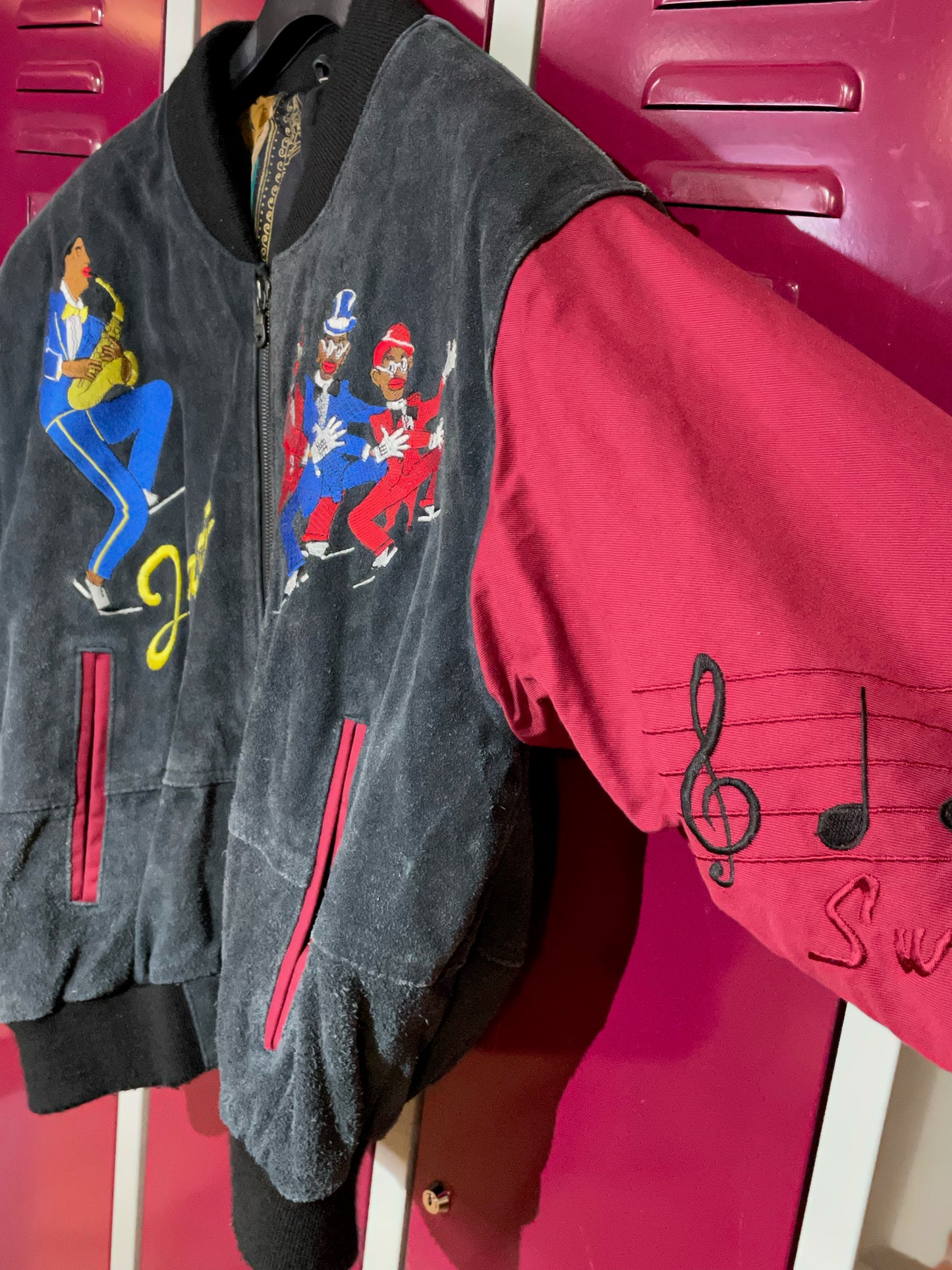JAZZ VINTAGE SUEDE VARSITY JACKET SZ: 48 = L