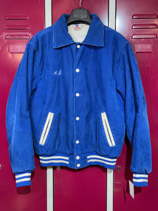 RENNOC MILBROOK SWIMMING VINTAGE MADE IN USA CORDUROY VARSITY JACKET SZ: M