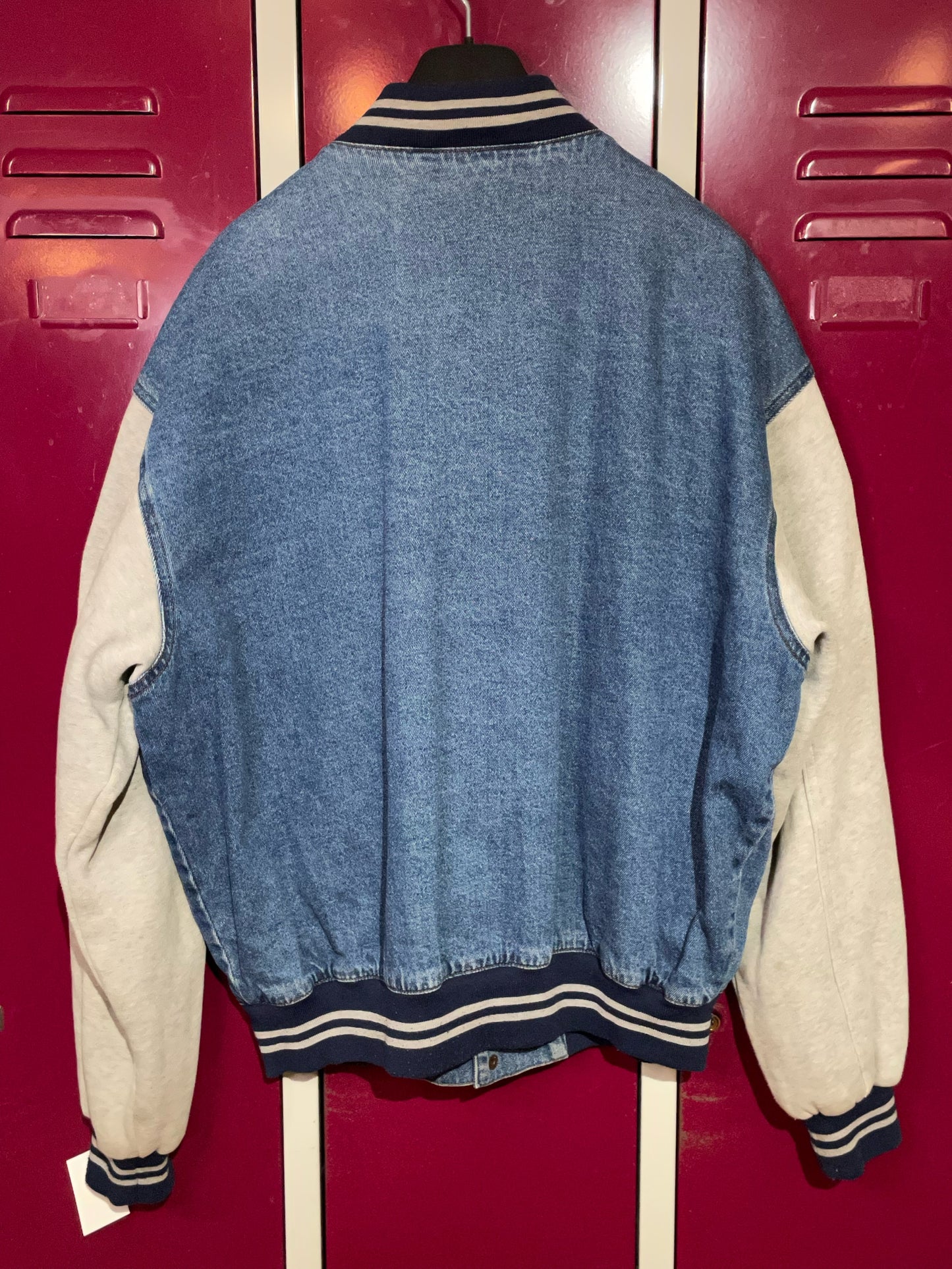 LEVI'S DENIM & COTTON SLEEVES VARSITY JACKET SZ: L