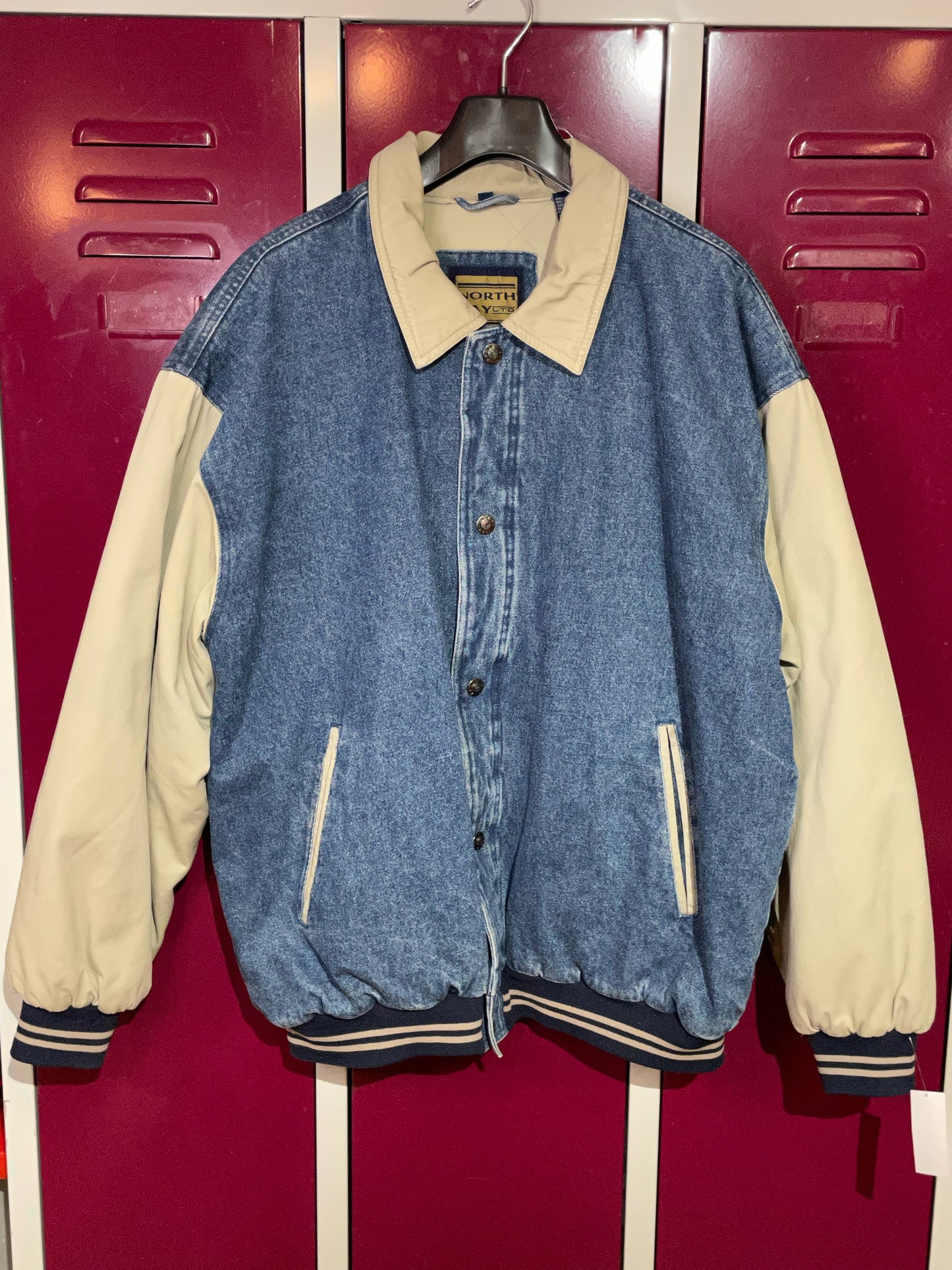 NORTH BAY LTD VINTAGE VARSITY DENIM JACKET SZ: XL