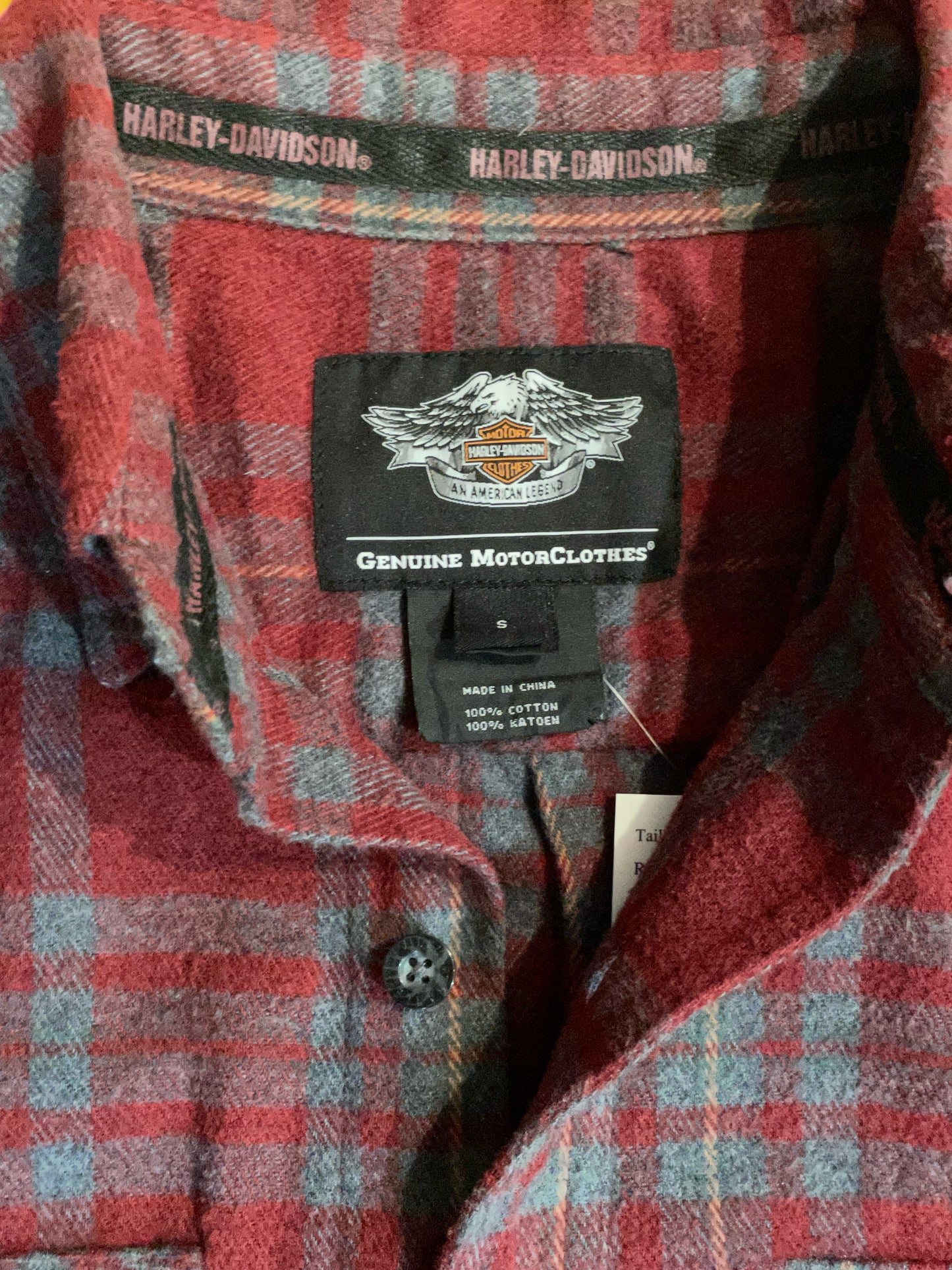 HARLEY DAVIDSON FLANNEL SHIRT SZ: S