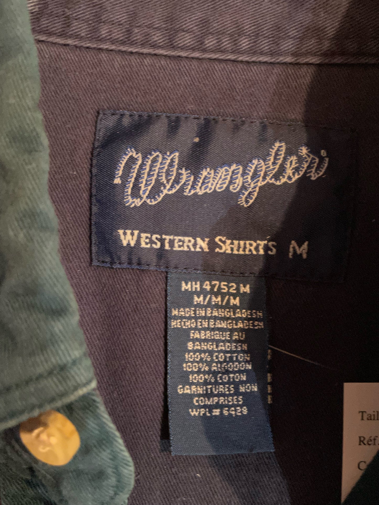 WRANGLER VINTAGE WESTERN SHIRT SZ: M