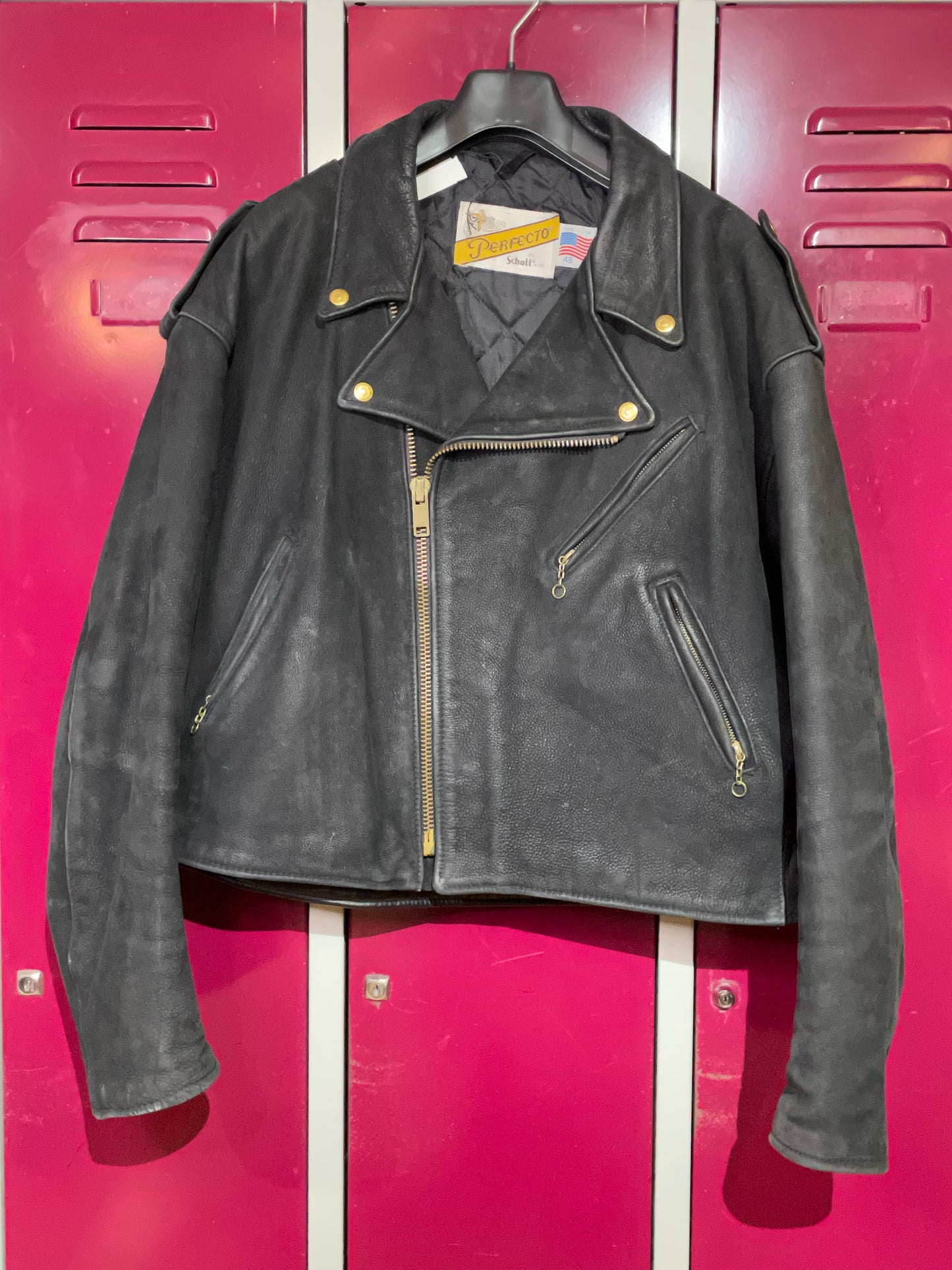 SCHOTT N.Y.C VINTAGE LEATHER PERFECTO JACKET SZ: 46=XL