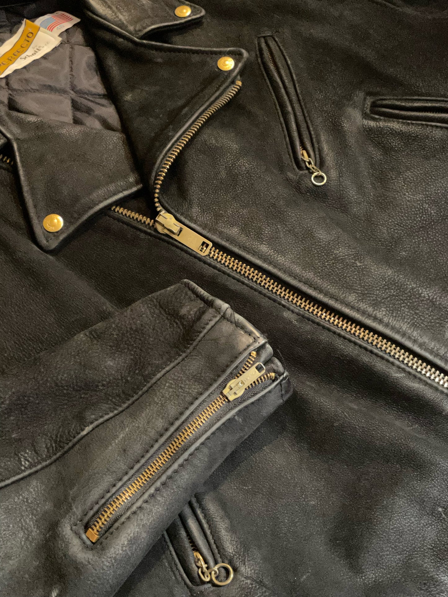 SCHOTT N.Y.C VINTAGE LEATHER PERFECTO JACKET SZ: 46=XL