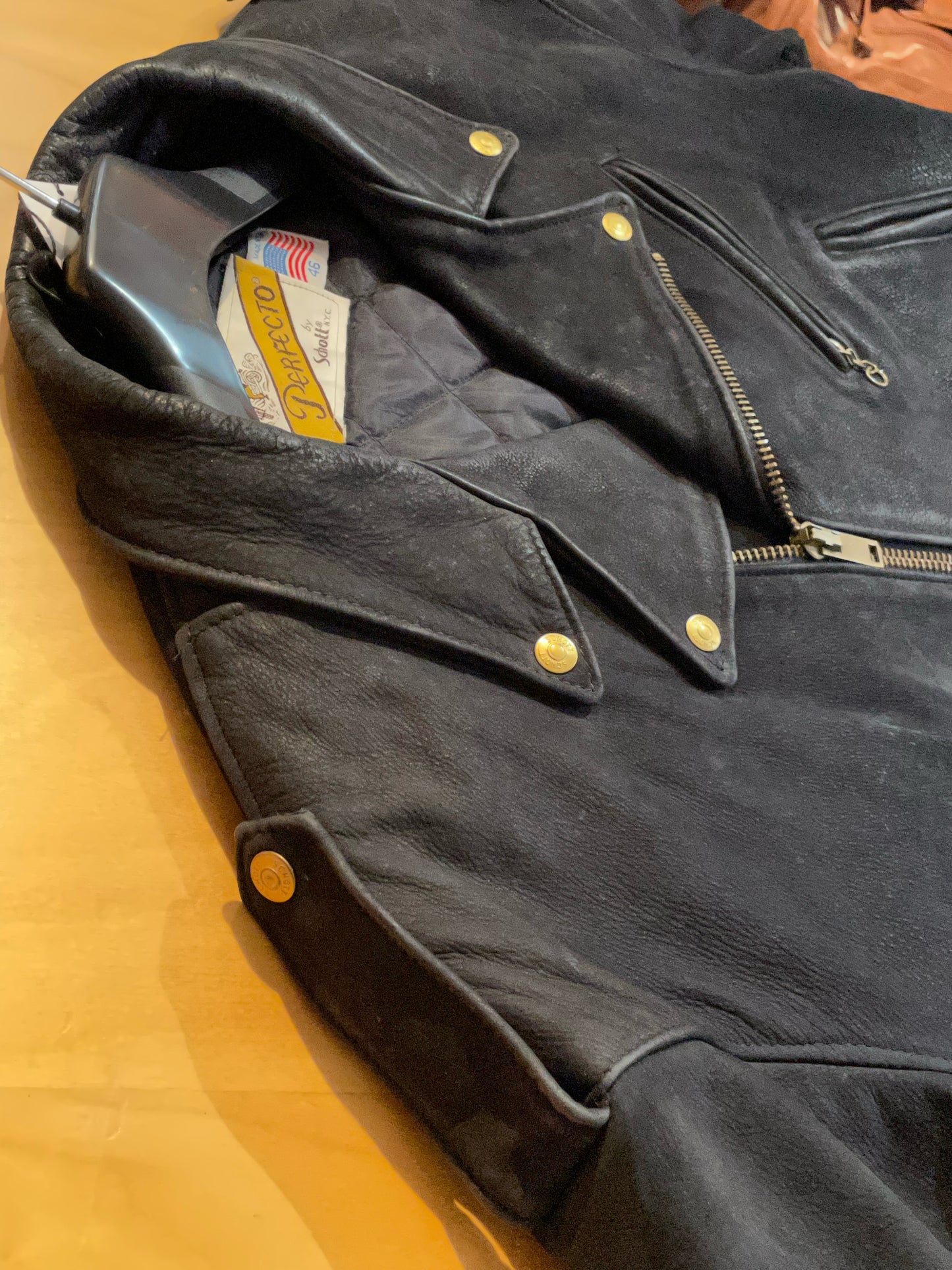 SCHOTT N.Y.C VINTAGE LEATHER PERFECTO JACKET SZ: 46=XL