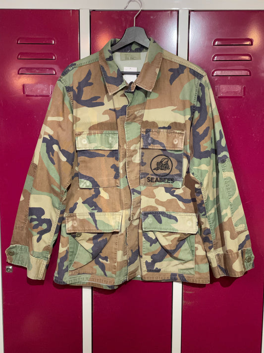 US NAVY WOODLAND CAMO SEABEES COMBAT JACKET SZ: M