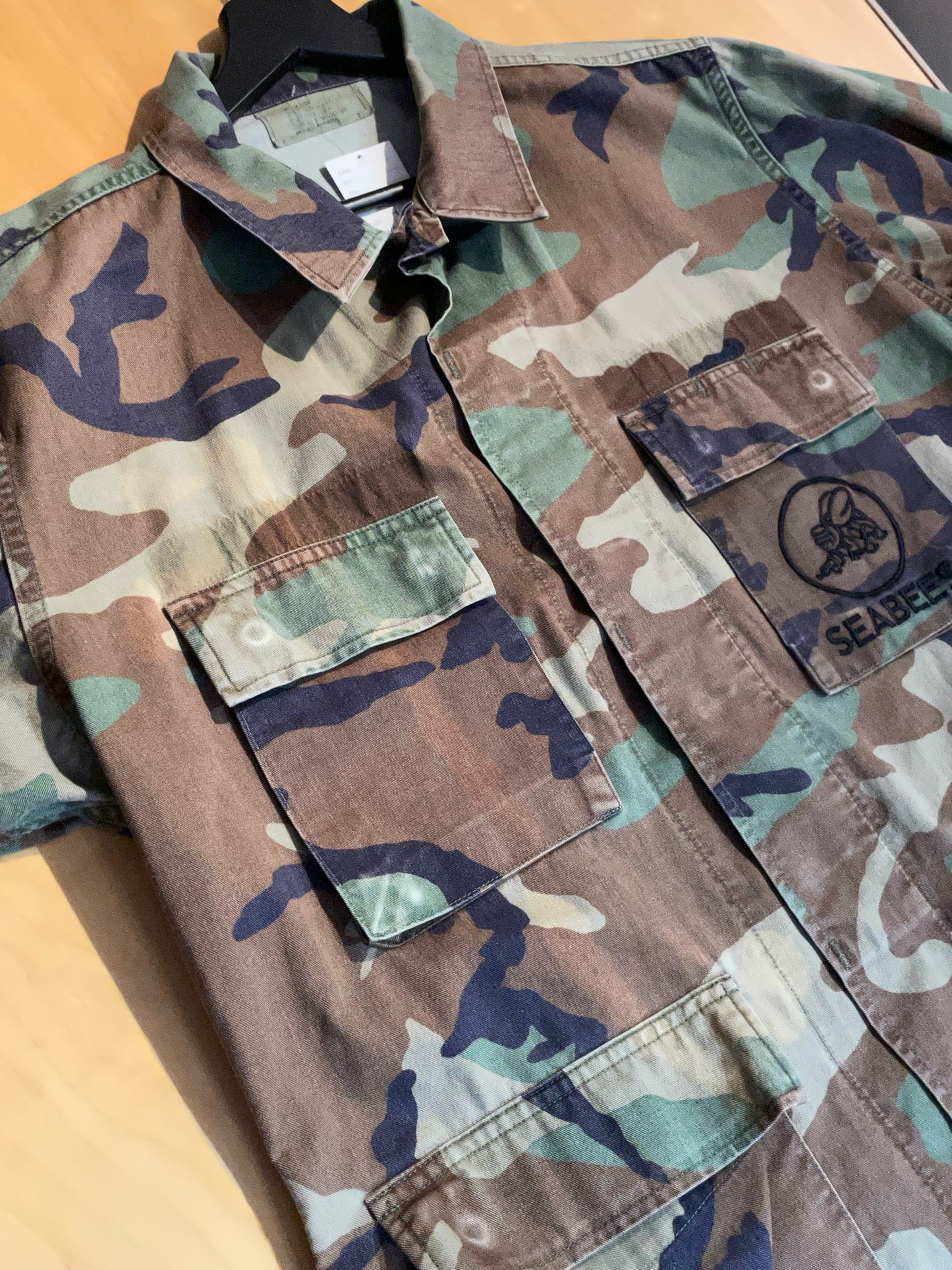 US NAVY WOODLAND CAMO SEABEES COMBAT JACKET SZ: M