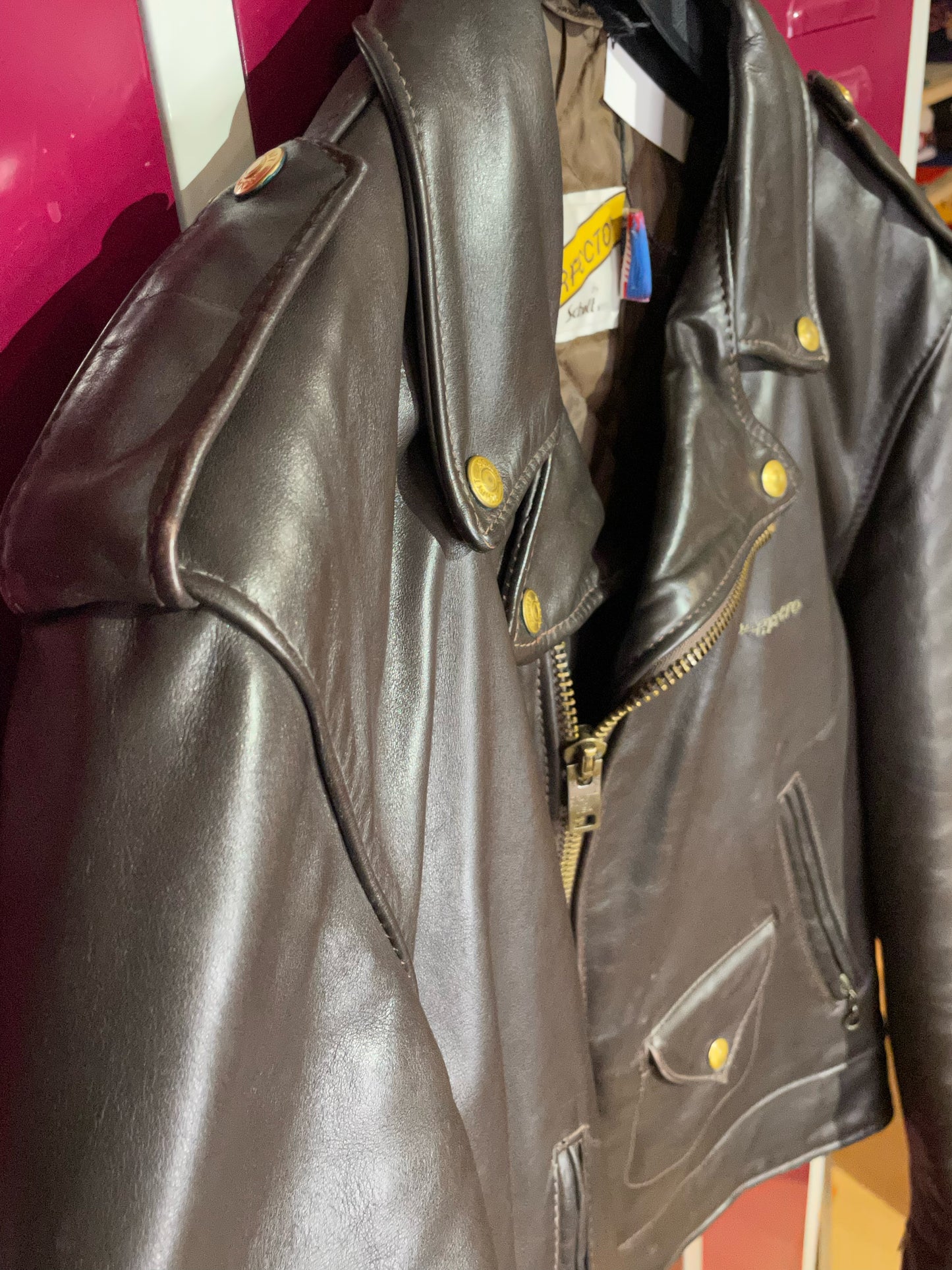 SCHOTT N.Y.C BROWN PERFECTO JACKET  SZ: 40=M