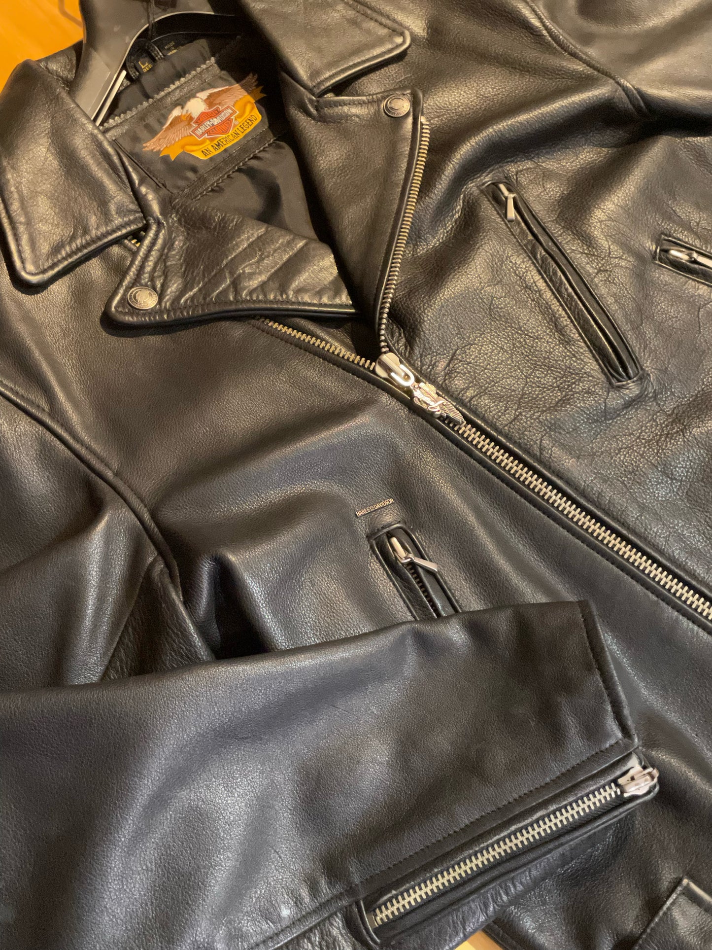 HARLEY DAVIDSON LOGO BACK "PERFECTO" BIKER JACKET SZ: L