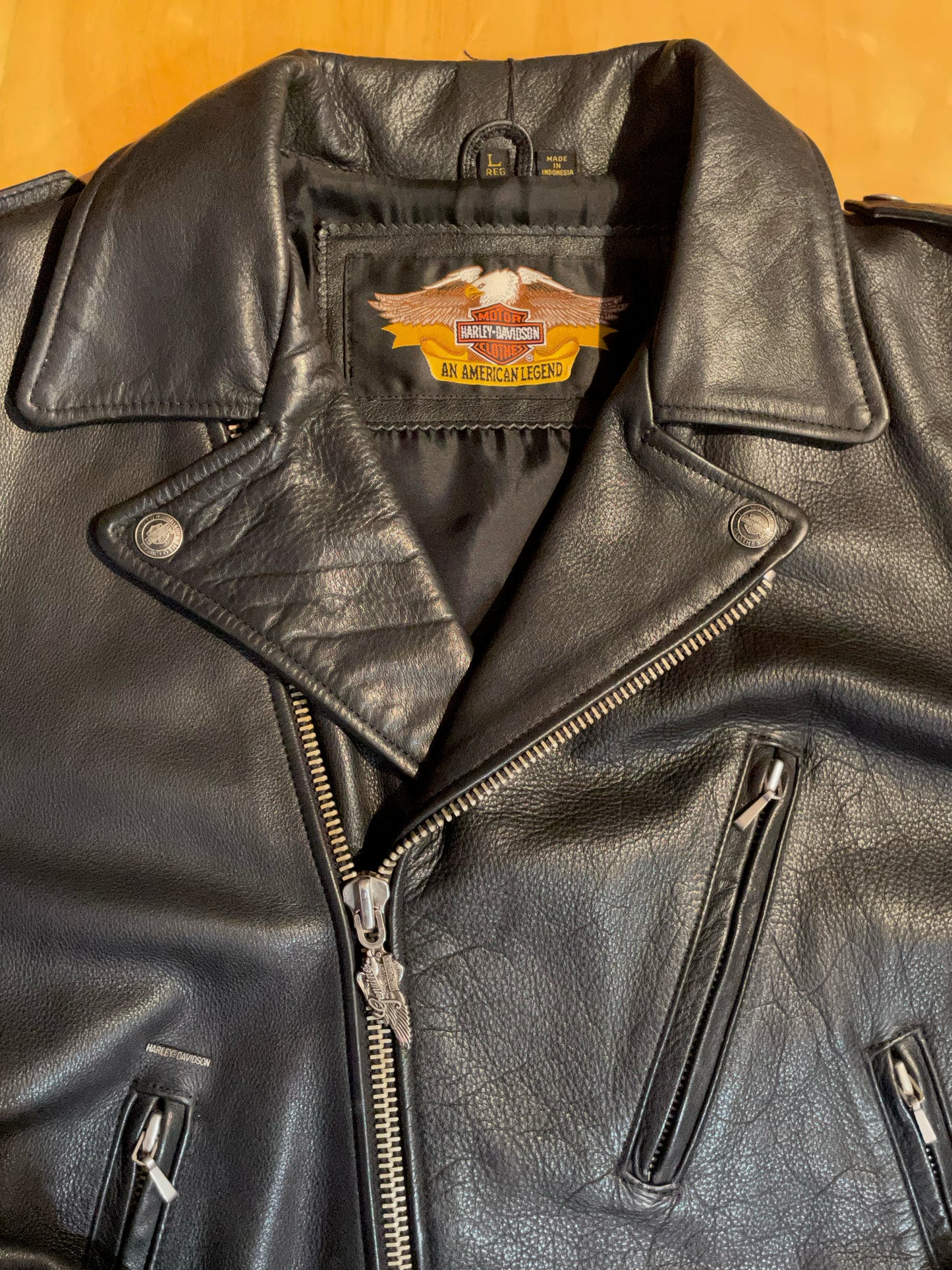 HARLEY DAVIDSON LOGO BACK "PERFECTO" BIKER JACKET SZ: L