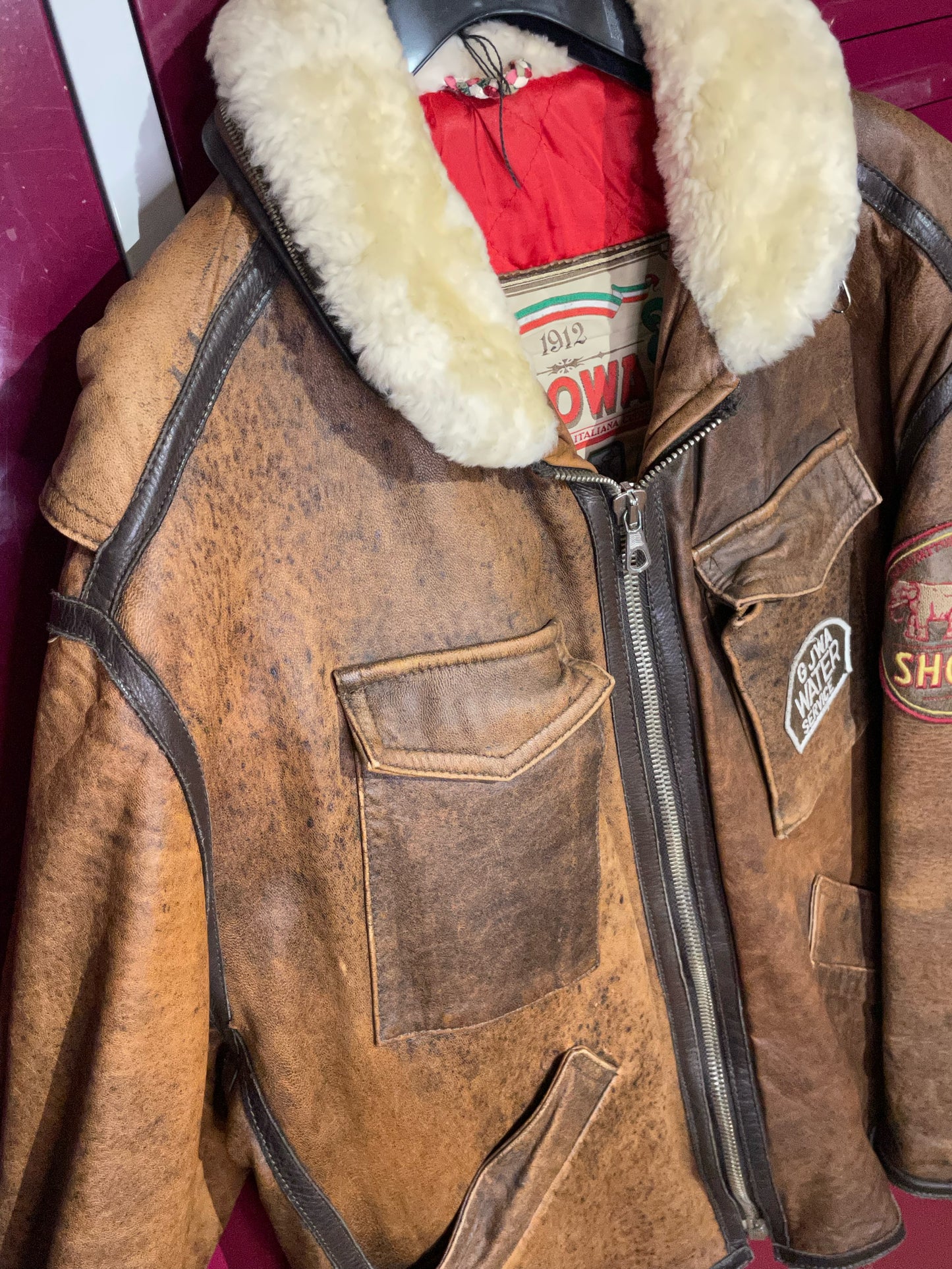 SHOWA VINTAGE PATCH LEATHER JACKET  SZ: 48=L