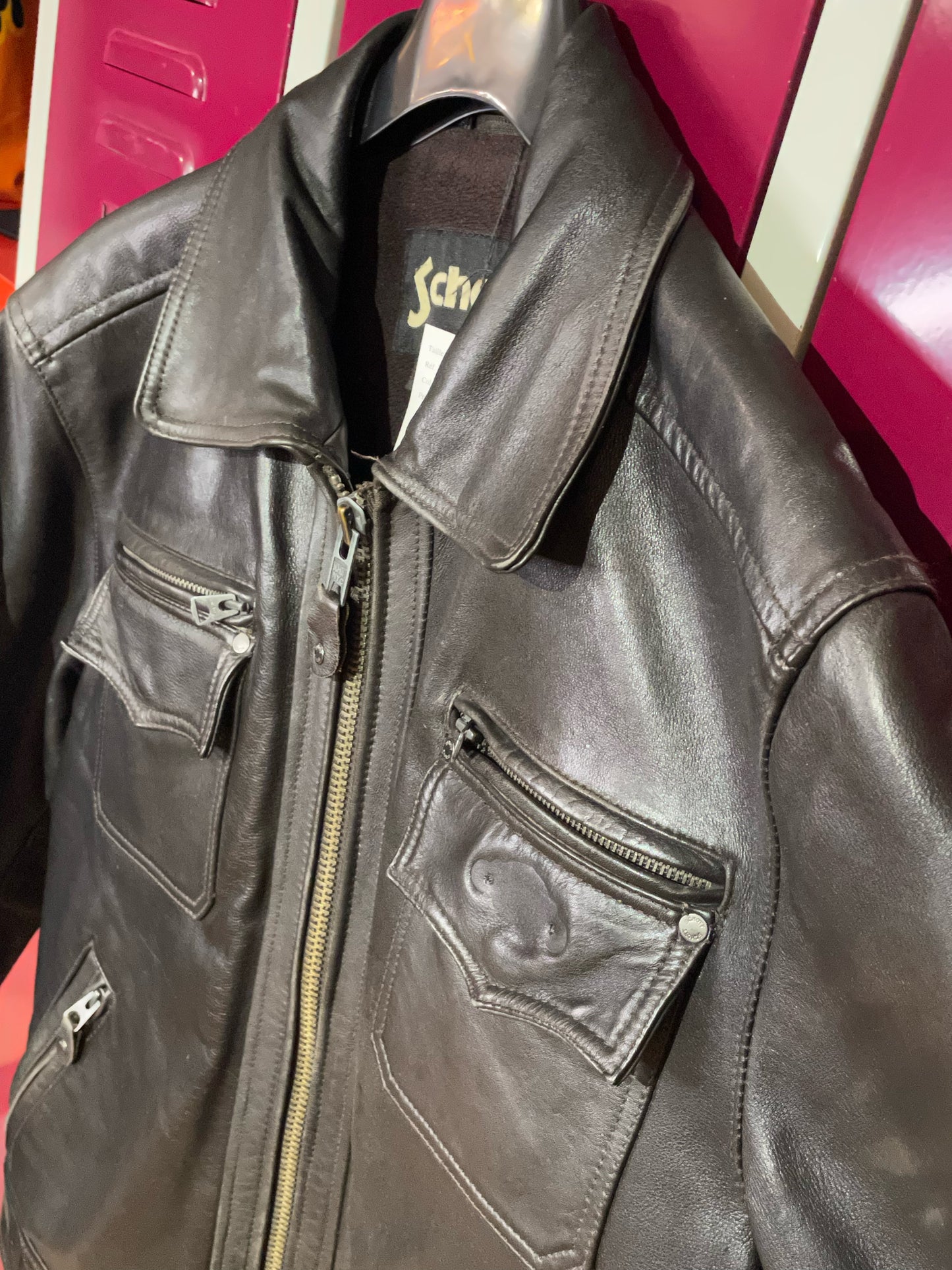 SCHOTT N.Y.C LEATHER BLACK JACKET SZ: M