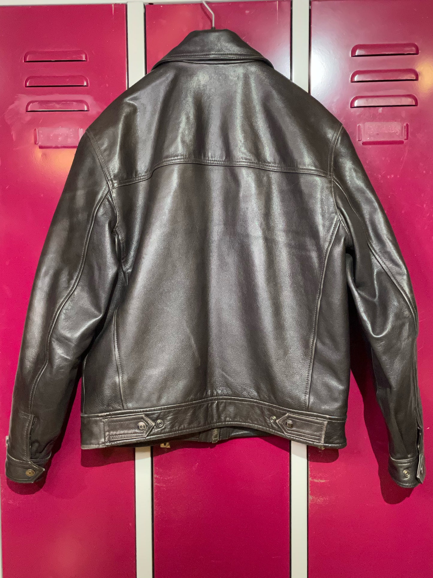 SCHOTT N.Y.C LEATHER BLACK JACKET SZ: M