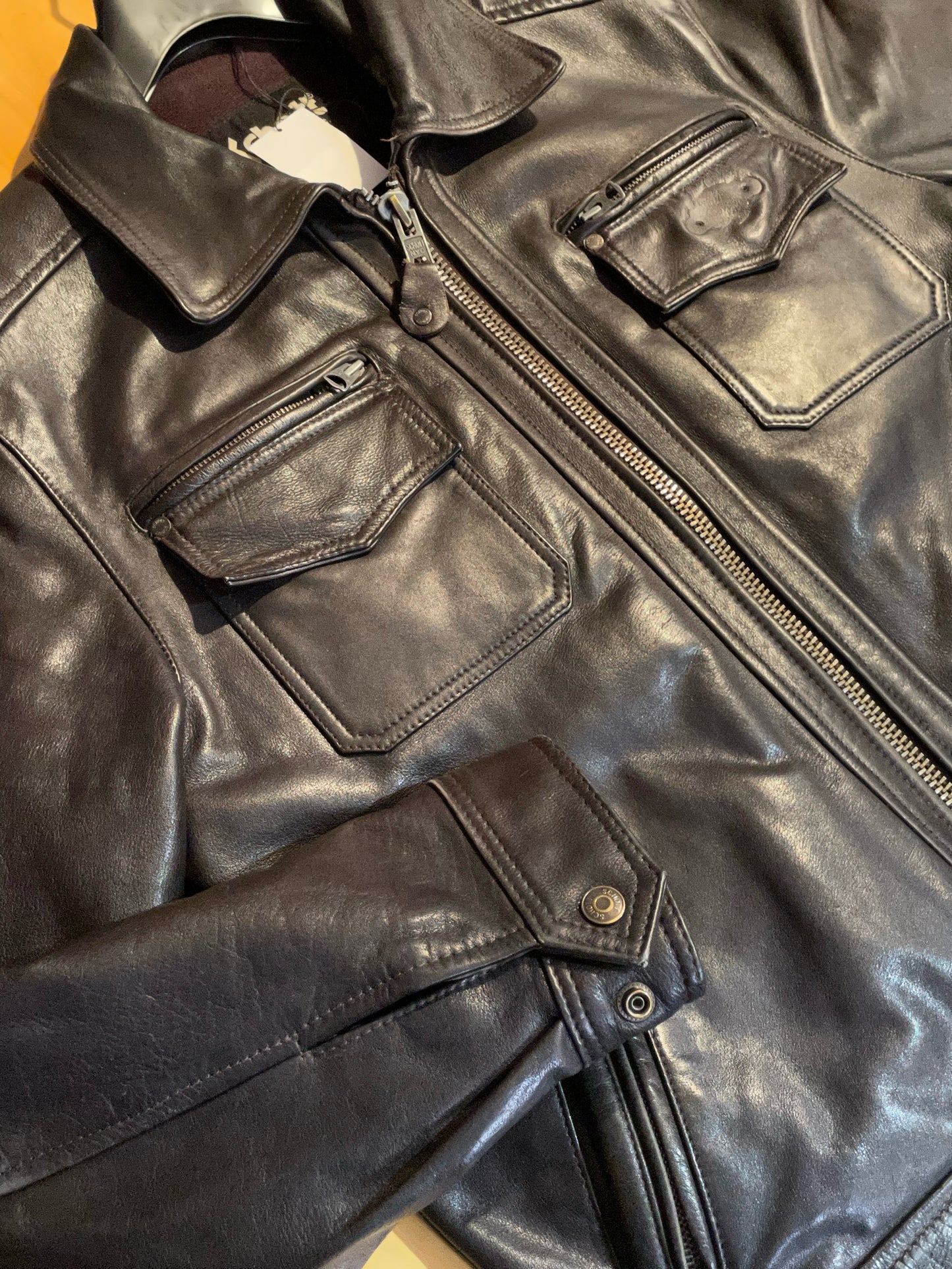 SCHOTT N.Y.C LEATHER BLACK JACKET SZ: M