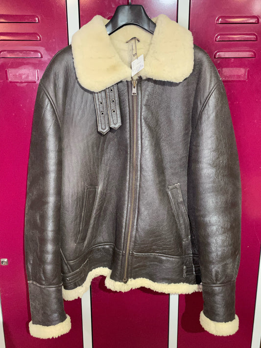FANCY FASHION ZURICH VINTAGE SHEARLING SHEEPSKIN JACKET  SZ: 50=XL