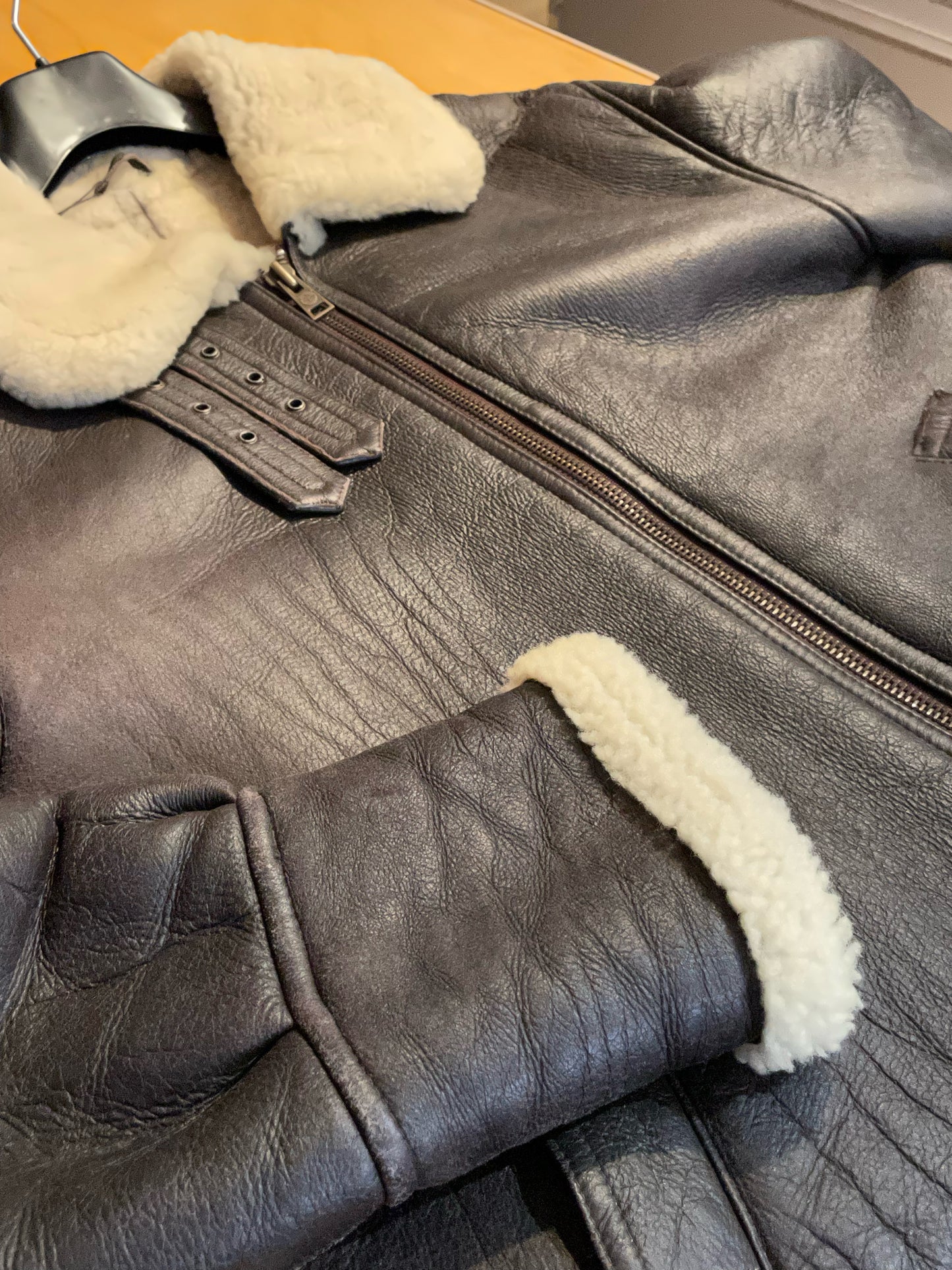 FANCY FASHION ZURICH VINTAGE SHEARLING SHEEPSKIN JACKET SZ: 50=XL