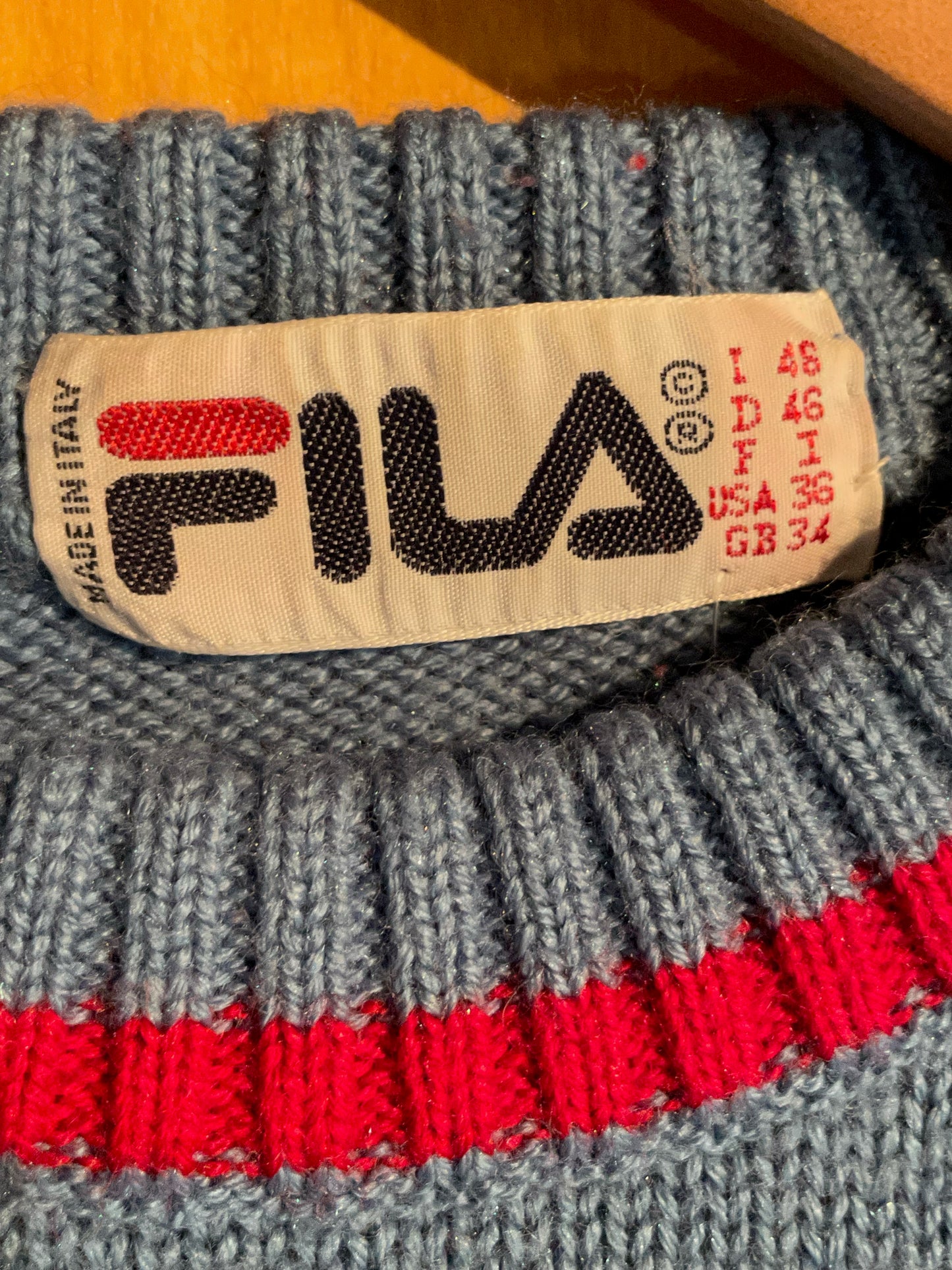 FILA VINTAGE MADE IN ITALY PULLOVER SZ: 36=S