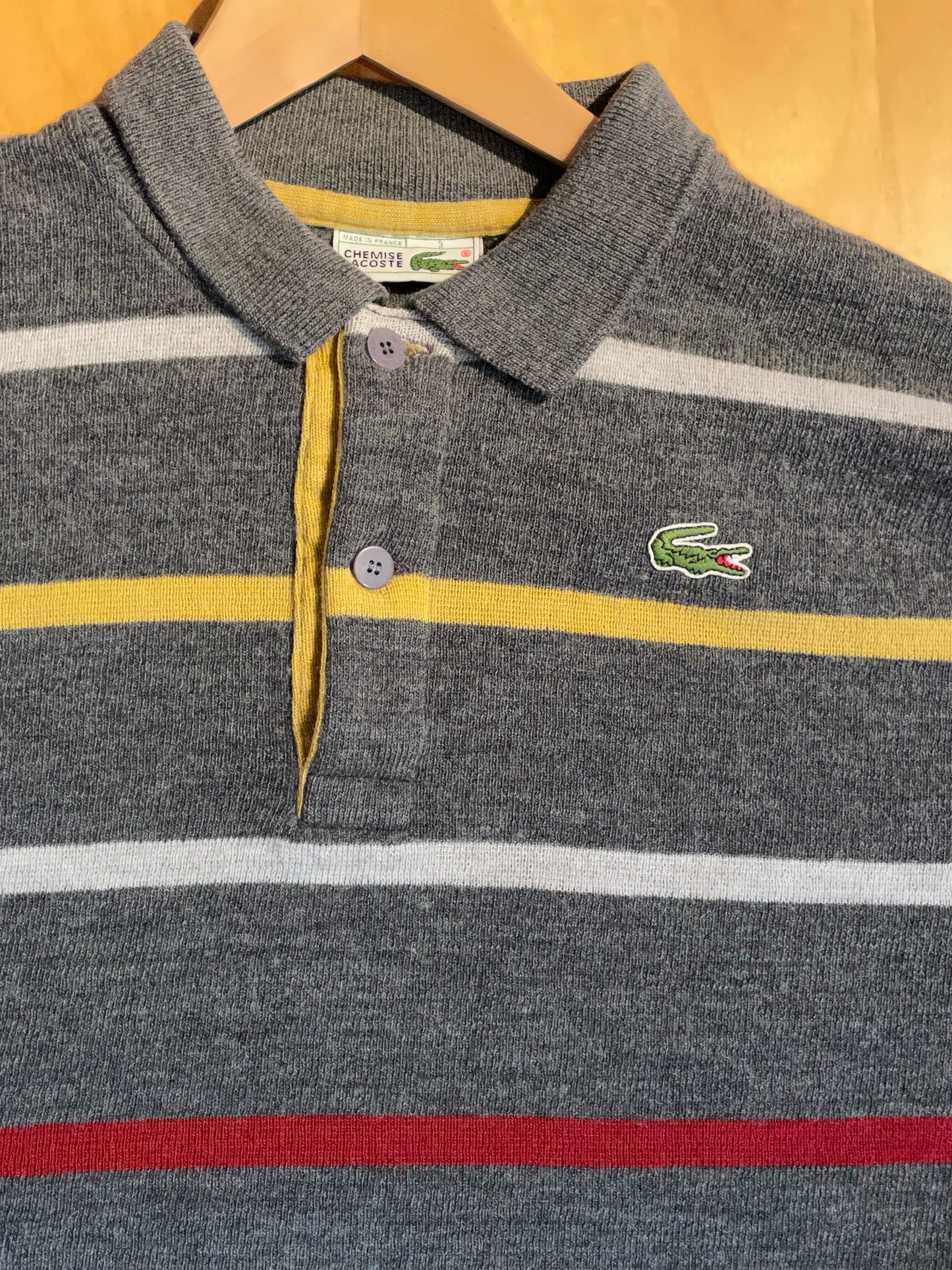 LACOSTE VINTAGE MADE IN FRANCE POLO PULLOVER SZ: 3=M