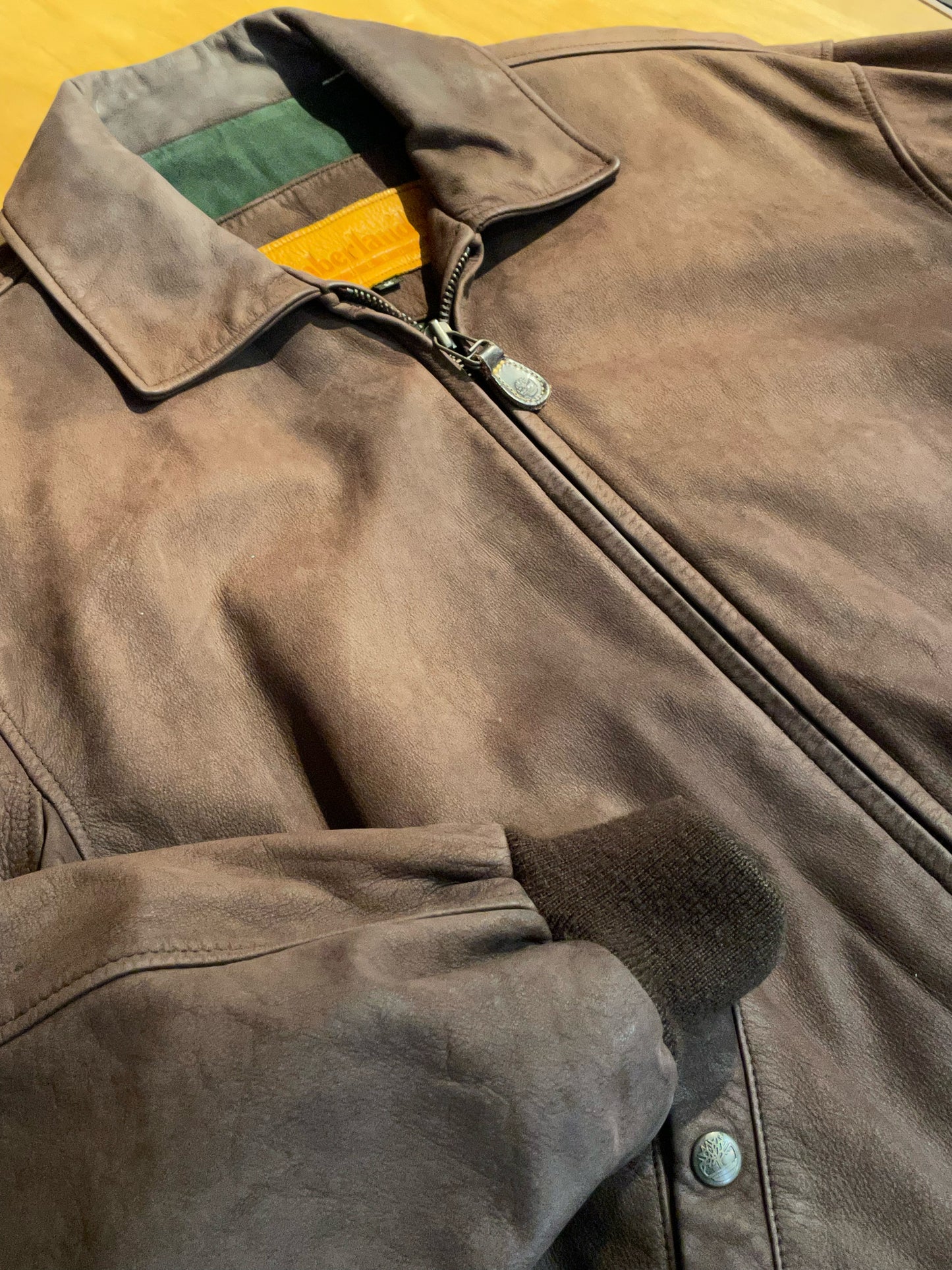 TIMBERLAND BROWN LEATHER JACKET SZ: M