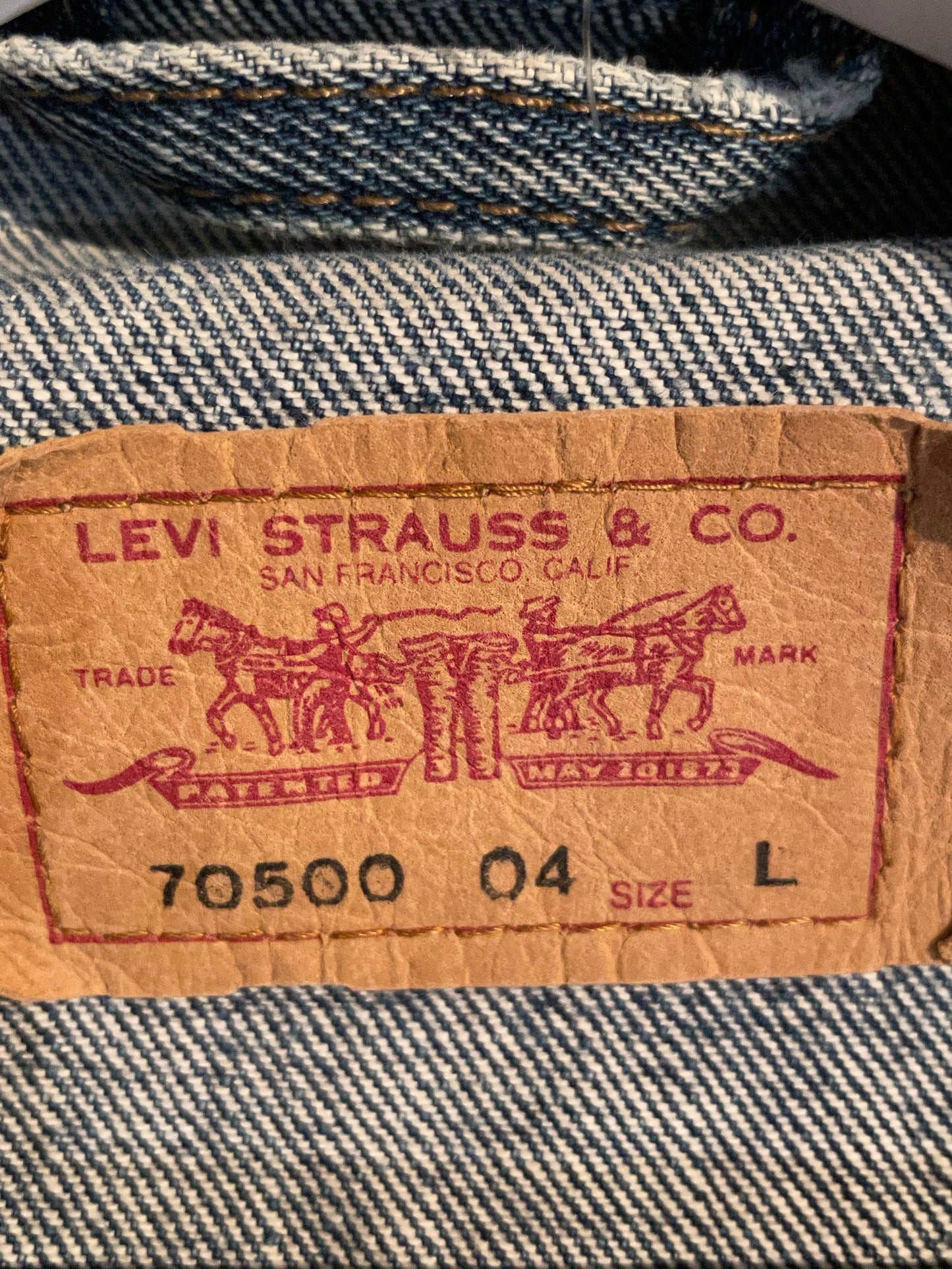 LEVI'S 70500 04 VINTAGE DENIM JACKET SZ: L