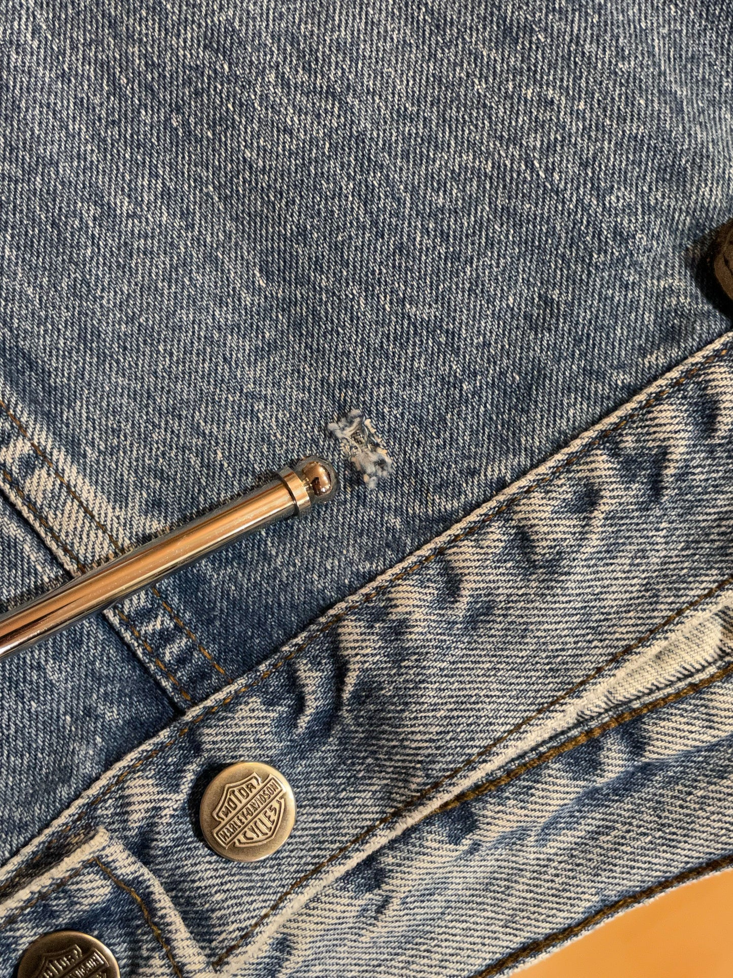 HARLEY DAVIDSON PATCHES TRUCKER DENIM VEST  SZ: M