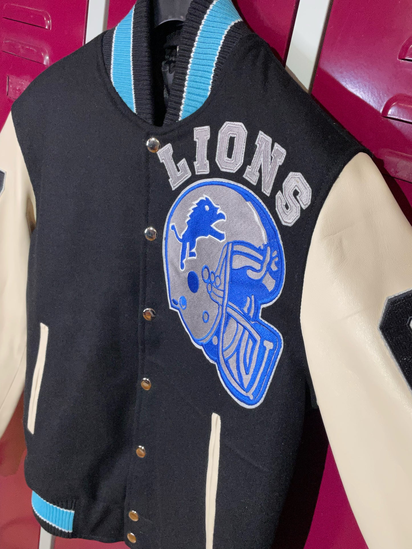 DETROIT LIONS LETTERMAN VARSITY JACKET SZ: S