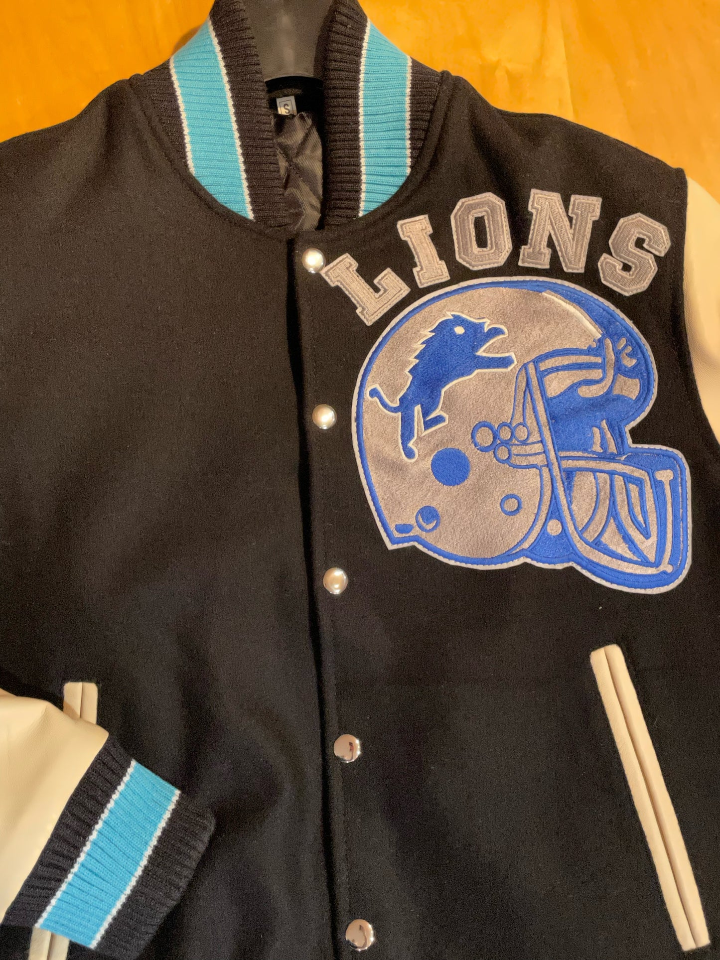DETROIT LIONS LETTERMAN VARSITY JACKET SZ: S