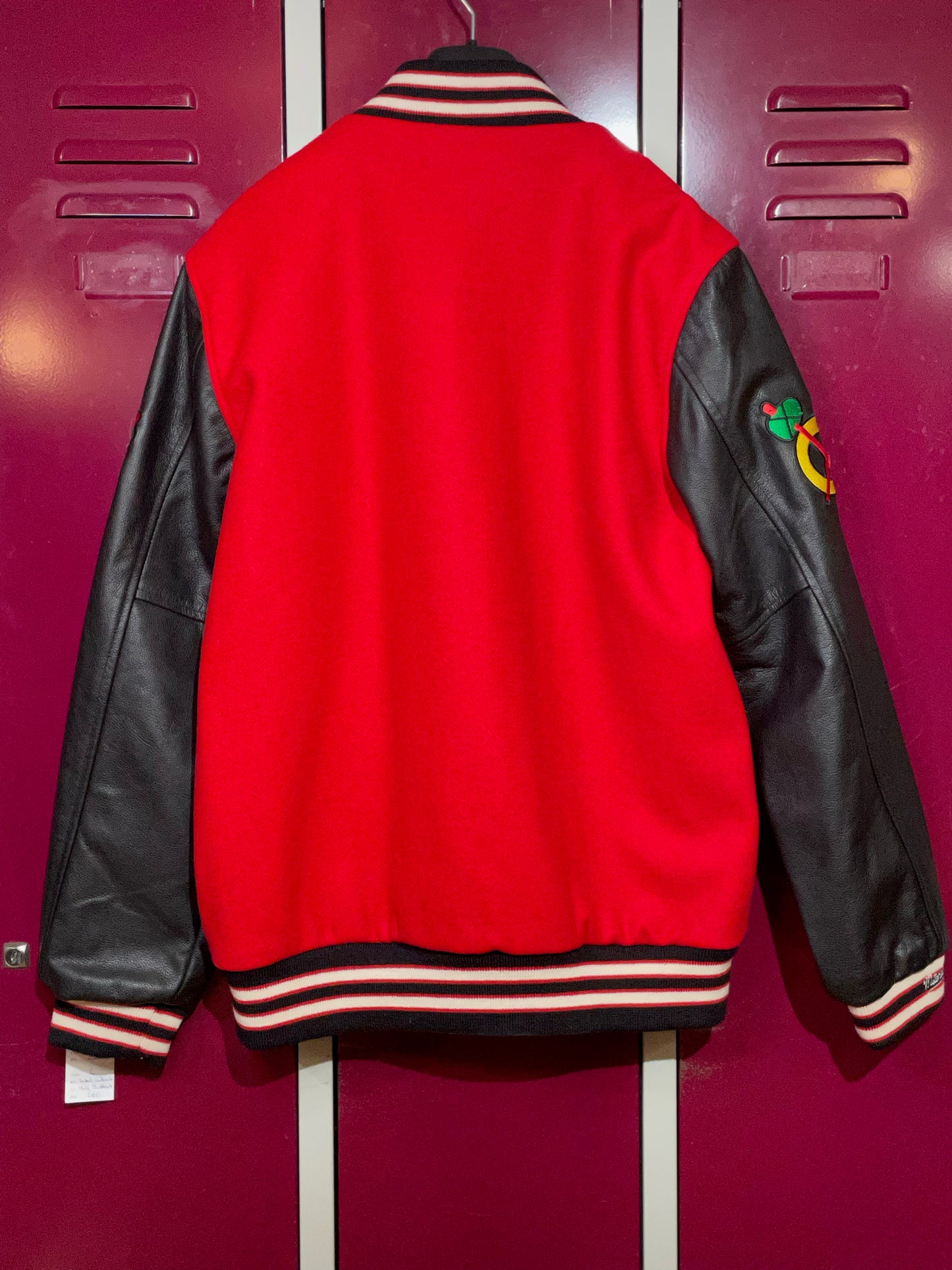 MITCHELL & NESS CHICAGO BLACKHAWKS NHL MADE IN USA VARSITY JACKET SZ: L