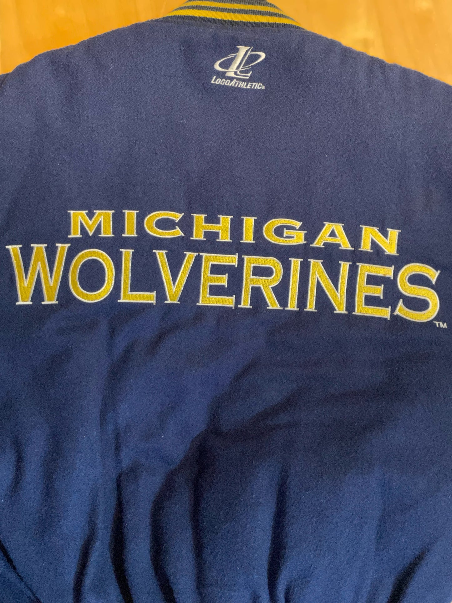 MICHIGAN WOLVERINES LOGO ATHLETIC VINTAGE VARSITY JACKET SZ: XL