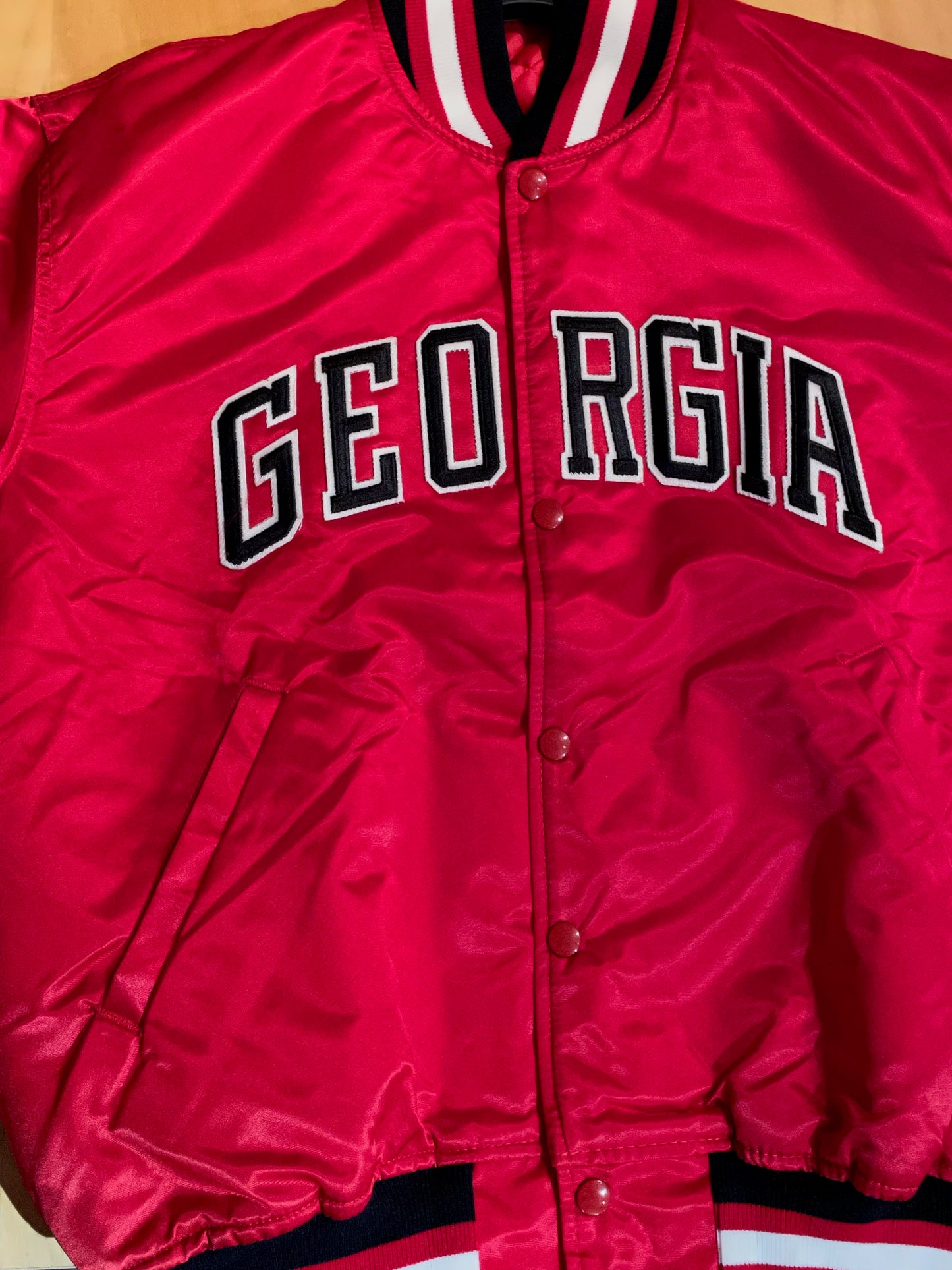 VINTAGE STARTER GEORGIA BULLDOGS NCAA SATIN JACKET SZ: M