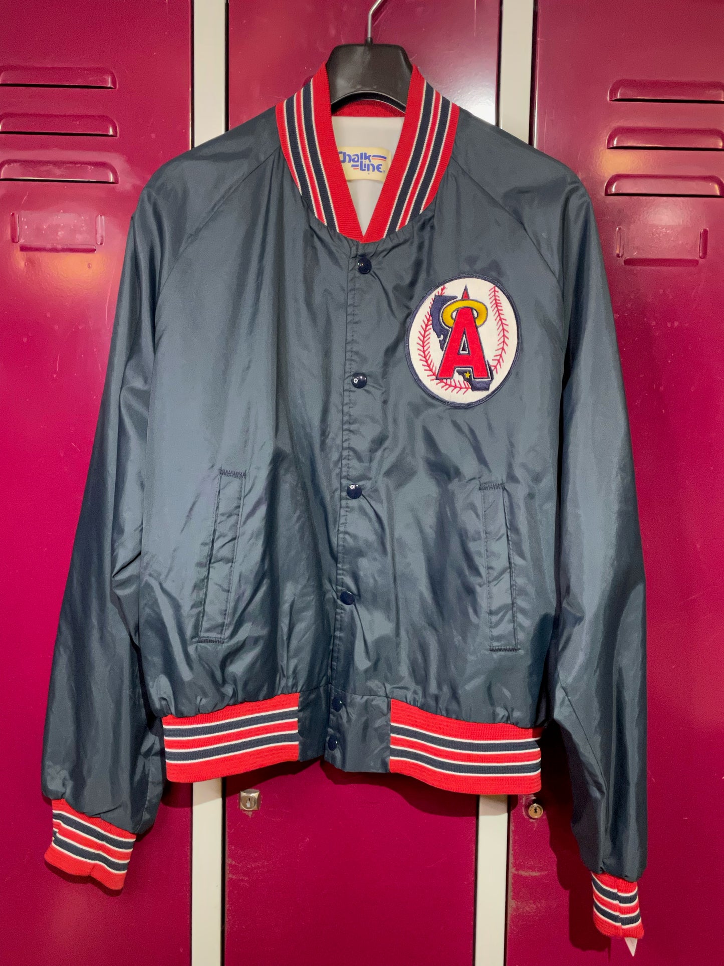 VINTAGE CHALK LINE LOS ANGELES ANGELS SATIN JACKET  SZ: L