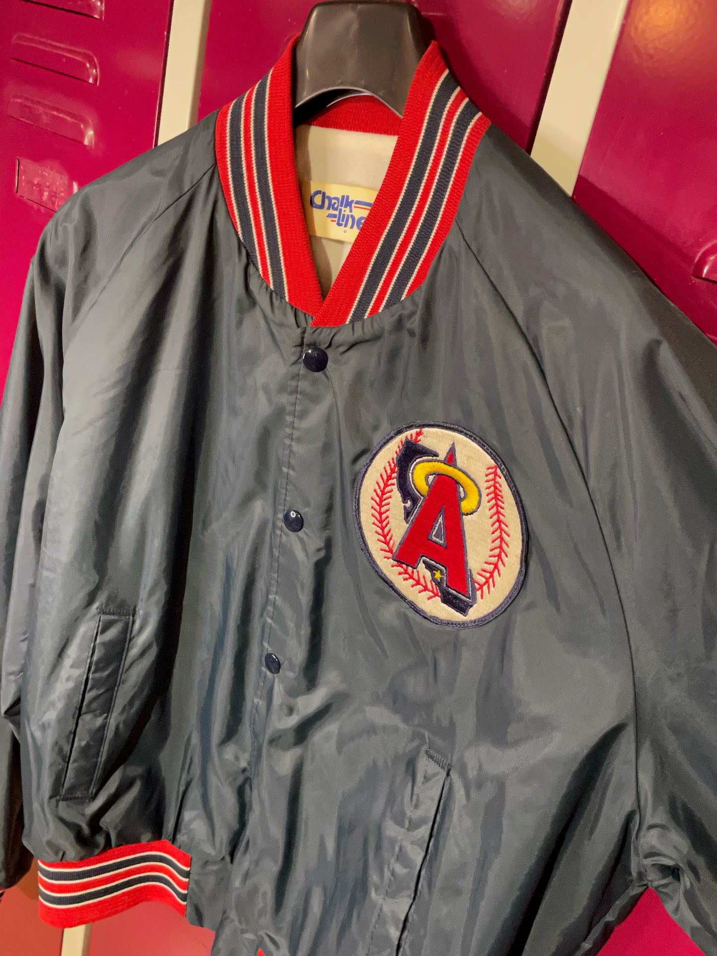 VINTAGE CHALK LINE LOS ANGELES ANGELS SATIN JACKET  SZ: L