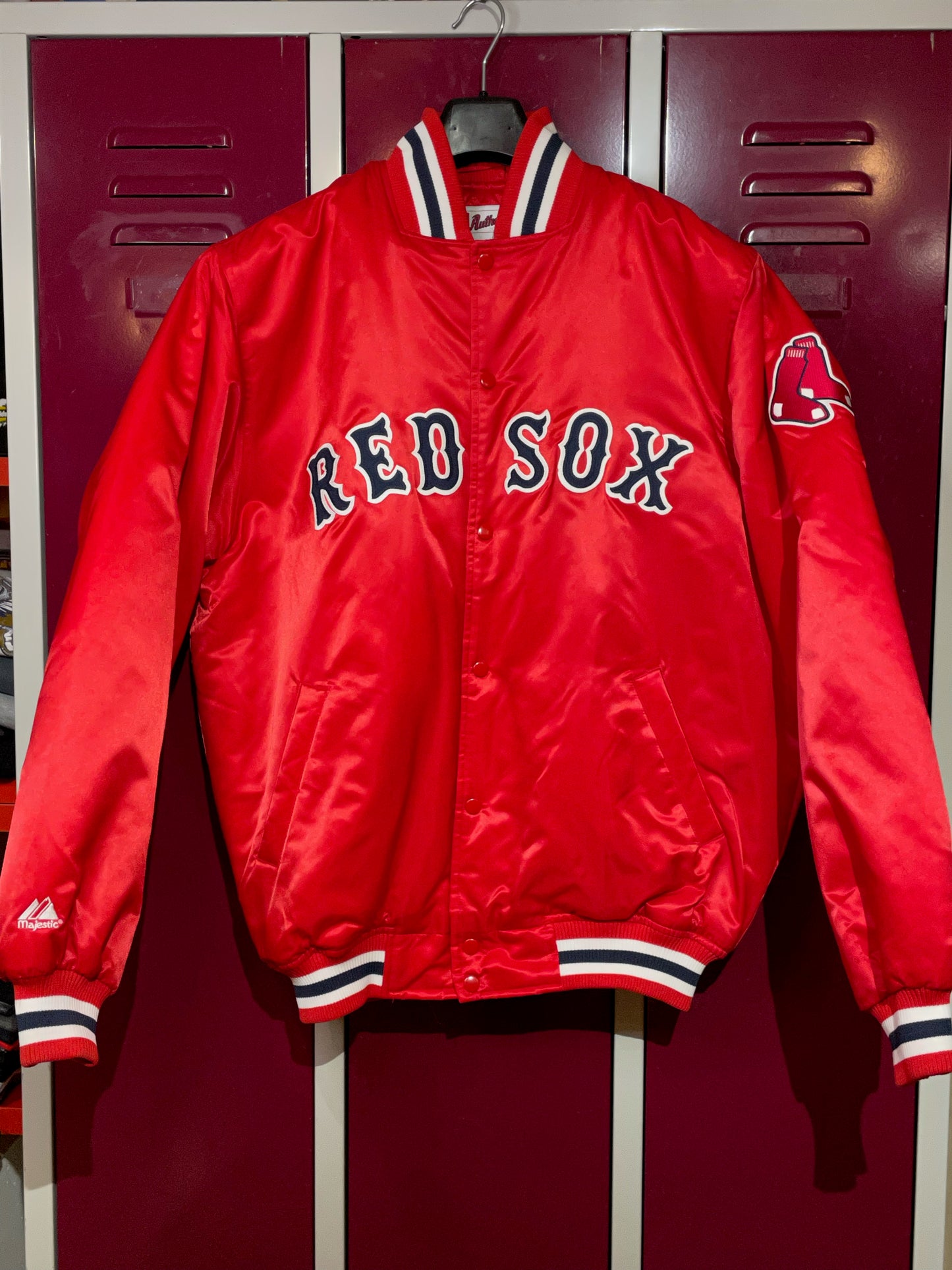 VINTAGE MAJESTIC BOSTON RED SOX MLB SATIN JACKET SZ: L