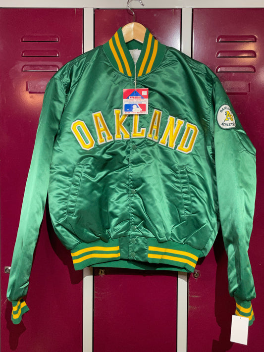 VINTAGE PYRAMID OAKLAND A'S MLB SATIN JACKET  SZ: XL