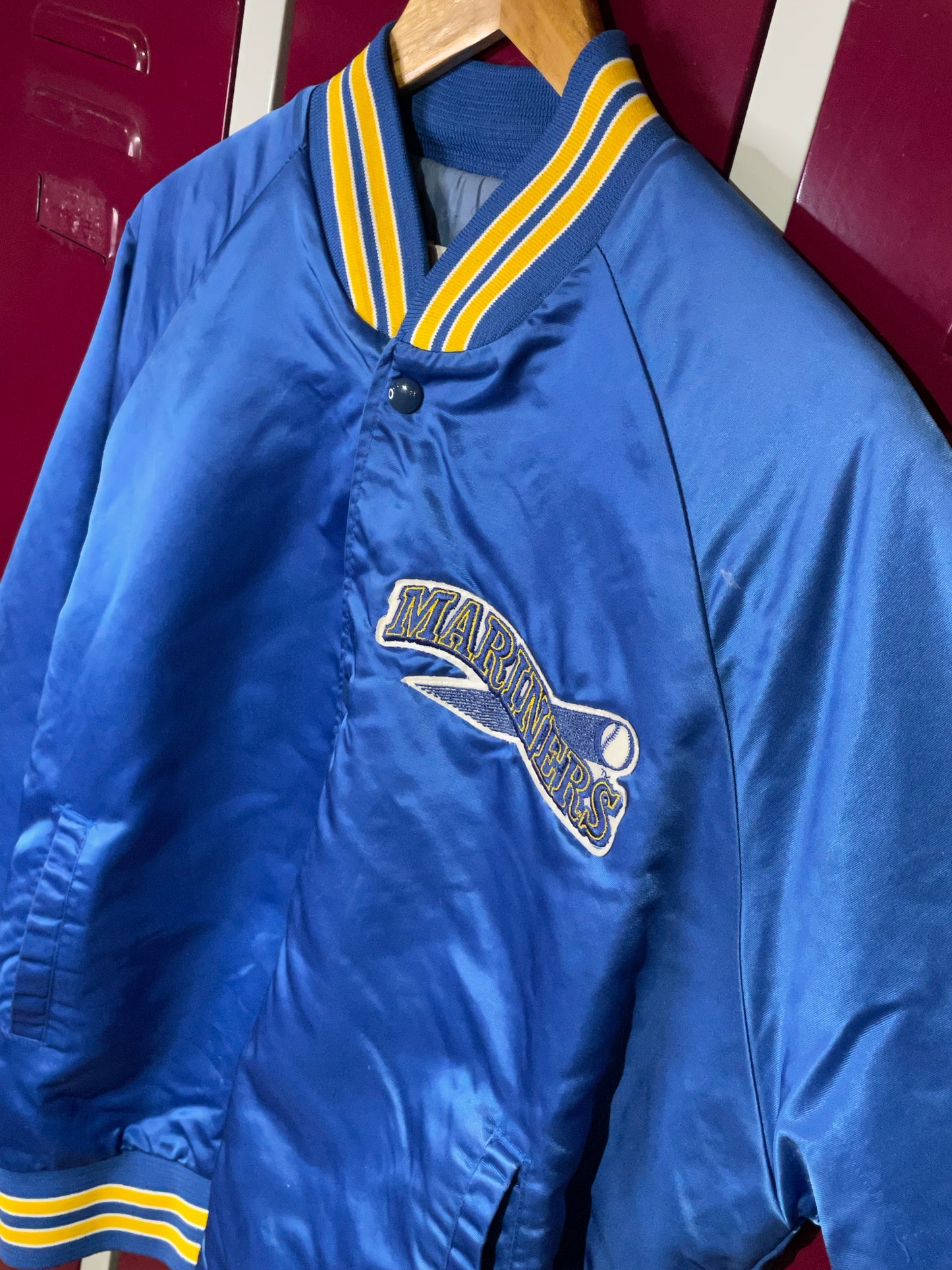 VINTAGE CHALK LINE SEATTLE MARINERS MLB SATIN JACKET SZ: XL