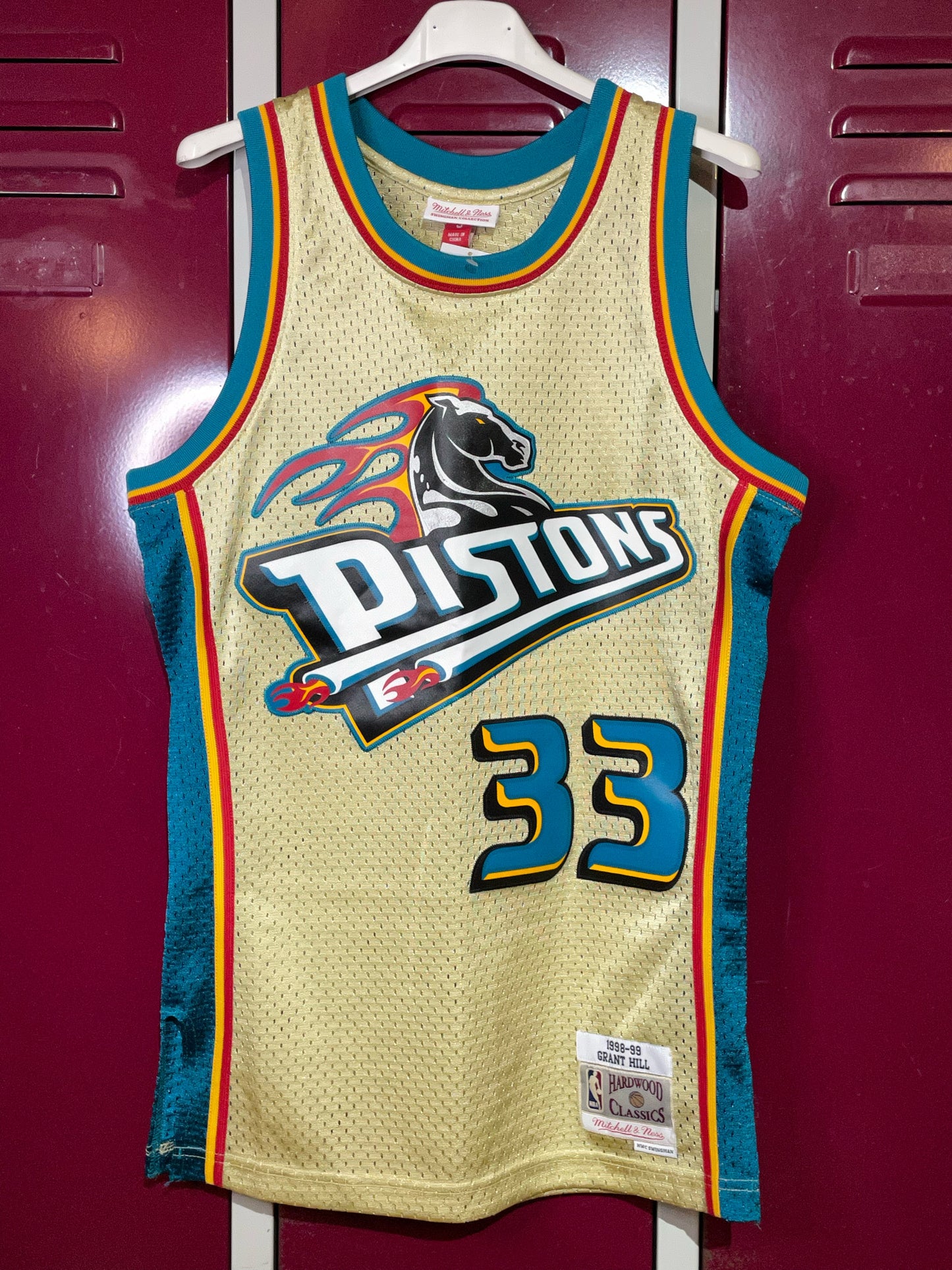 MITCHELL & NESS DETROIT PISTONS GRANT HILL NBA JERSEY  SZ: S