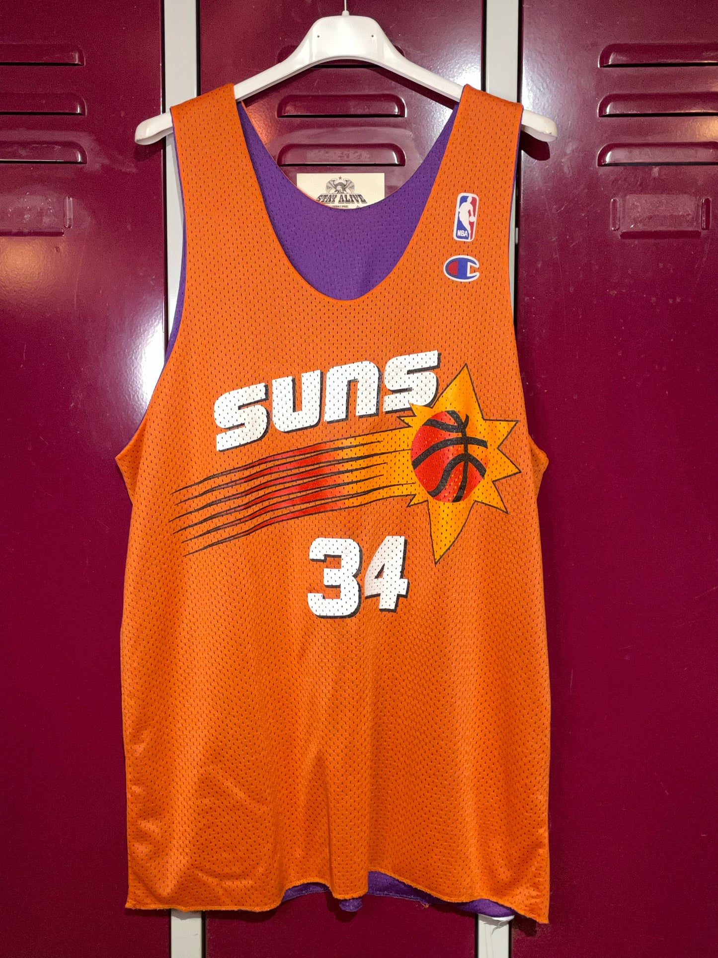 REVERSIBLE VINTAGE CHAMPION PHOENIX SUNS NBA JERSEY SZ: L