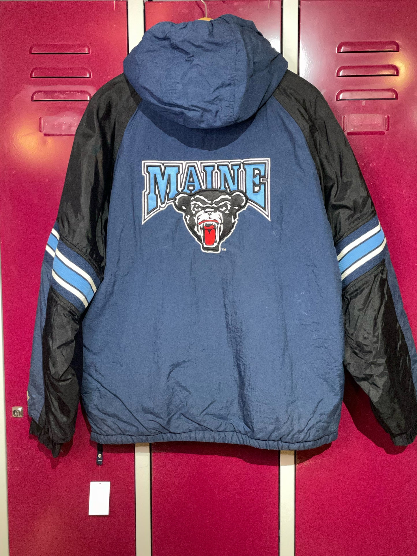VINTAGE STARTER UNIVERSITY OF MAINE BLACK BEARS HALF ZIP JACKET SZ: XL