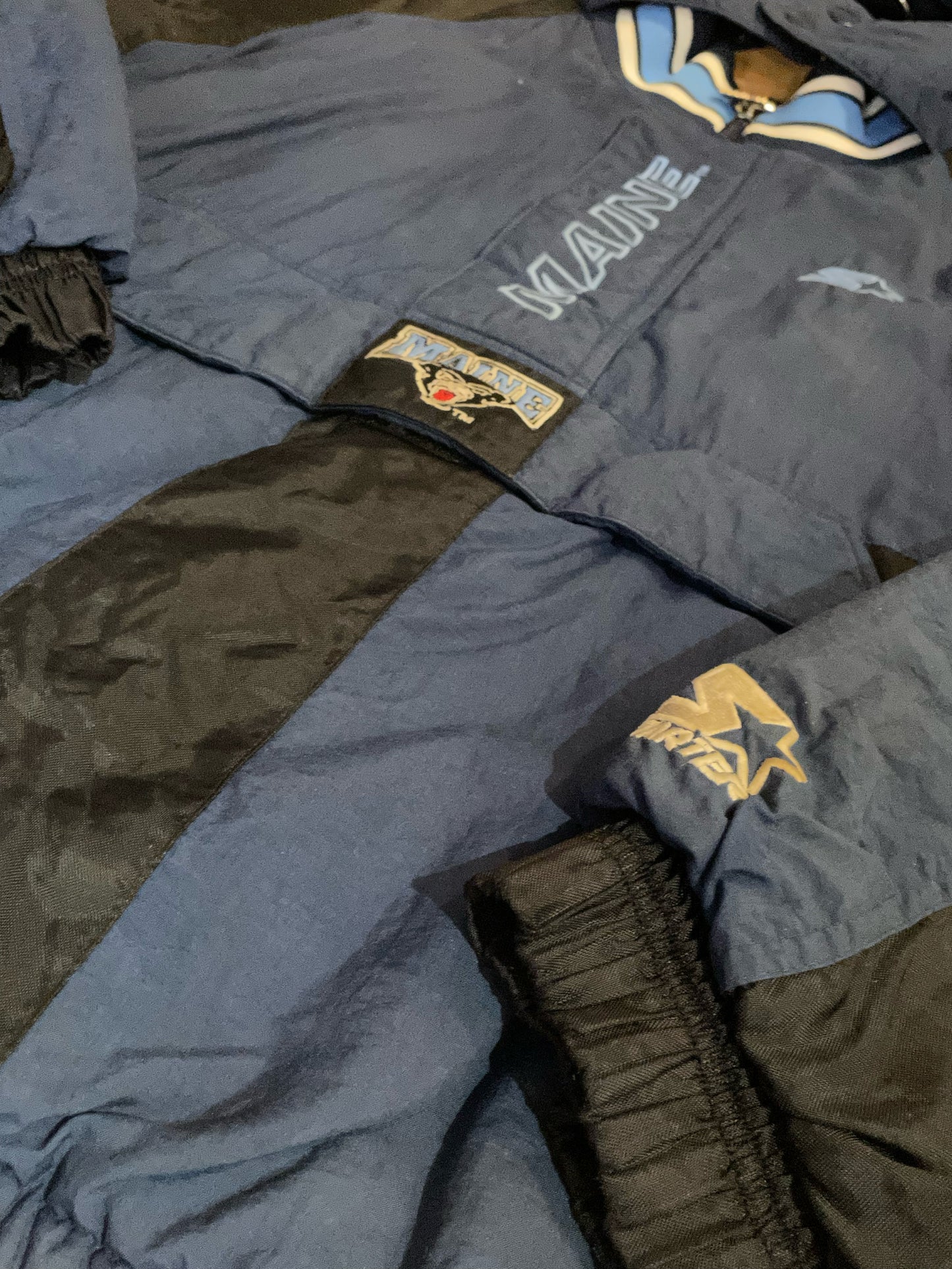 VINTAGE STARTER UNIVERSITY OF MAINE BLACK BEARS HALF ZIP JACKET SZ: XL