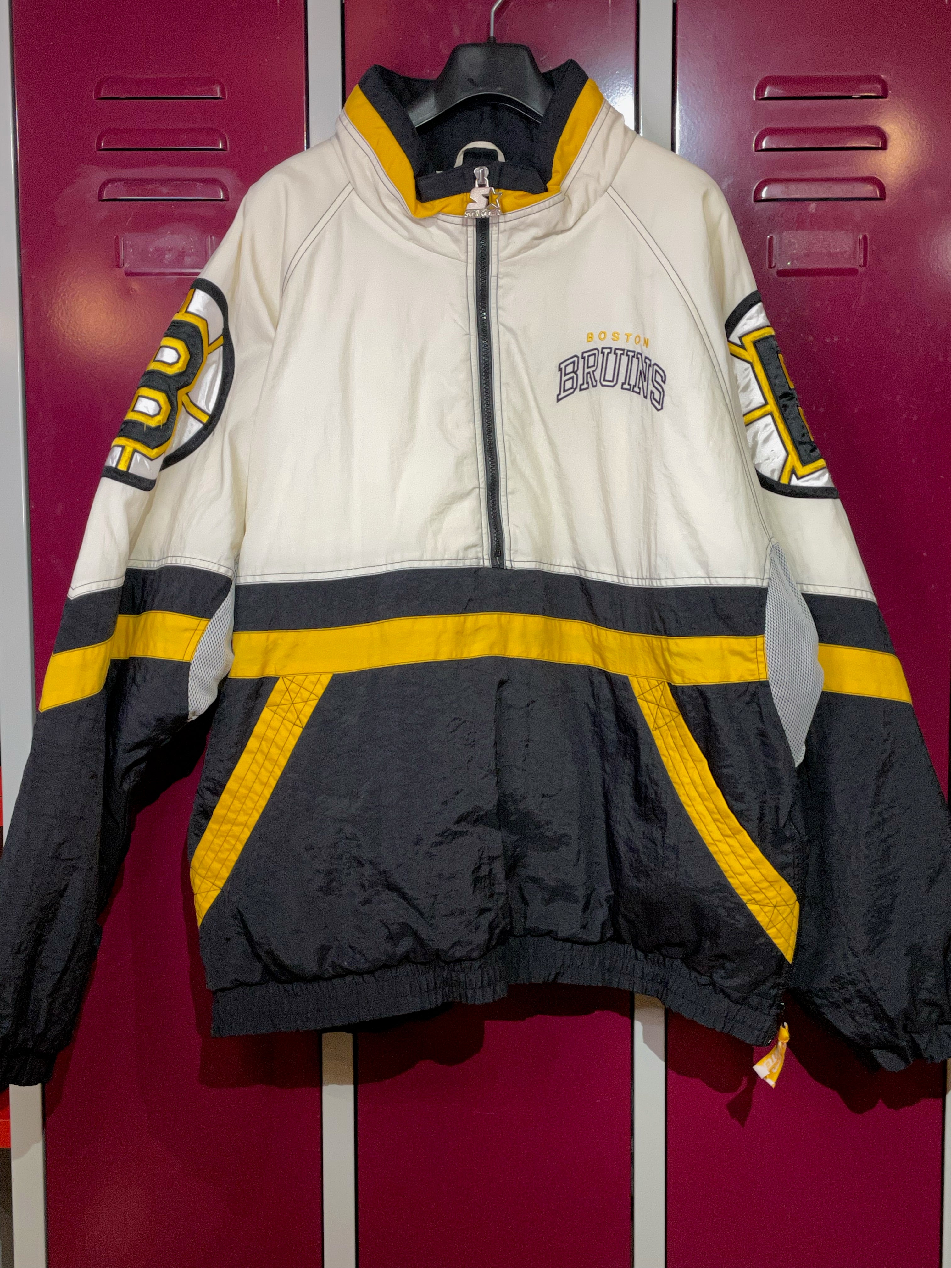 Vintage 80s Boston Bruins Starter Jacket Mens XL NHL Hockey Satin Patches