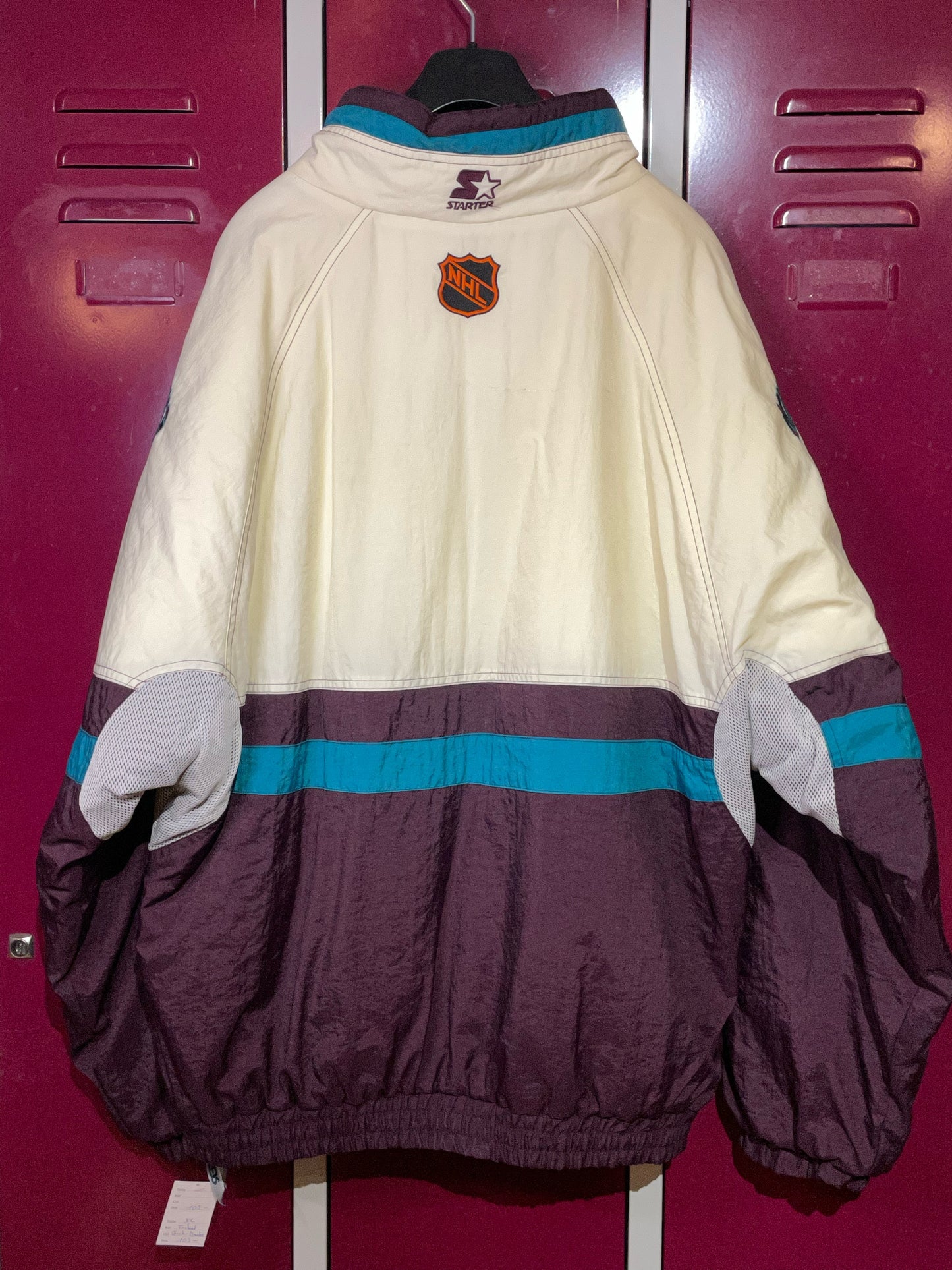 VINTAGE STARTER MIGHTY DUCKS NHL HALF ZIP JACKET SZ: XL