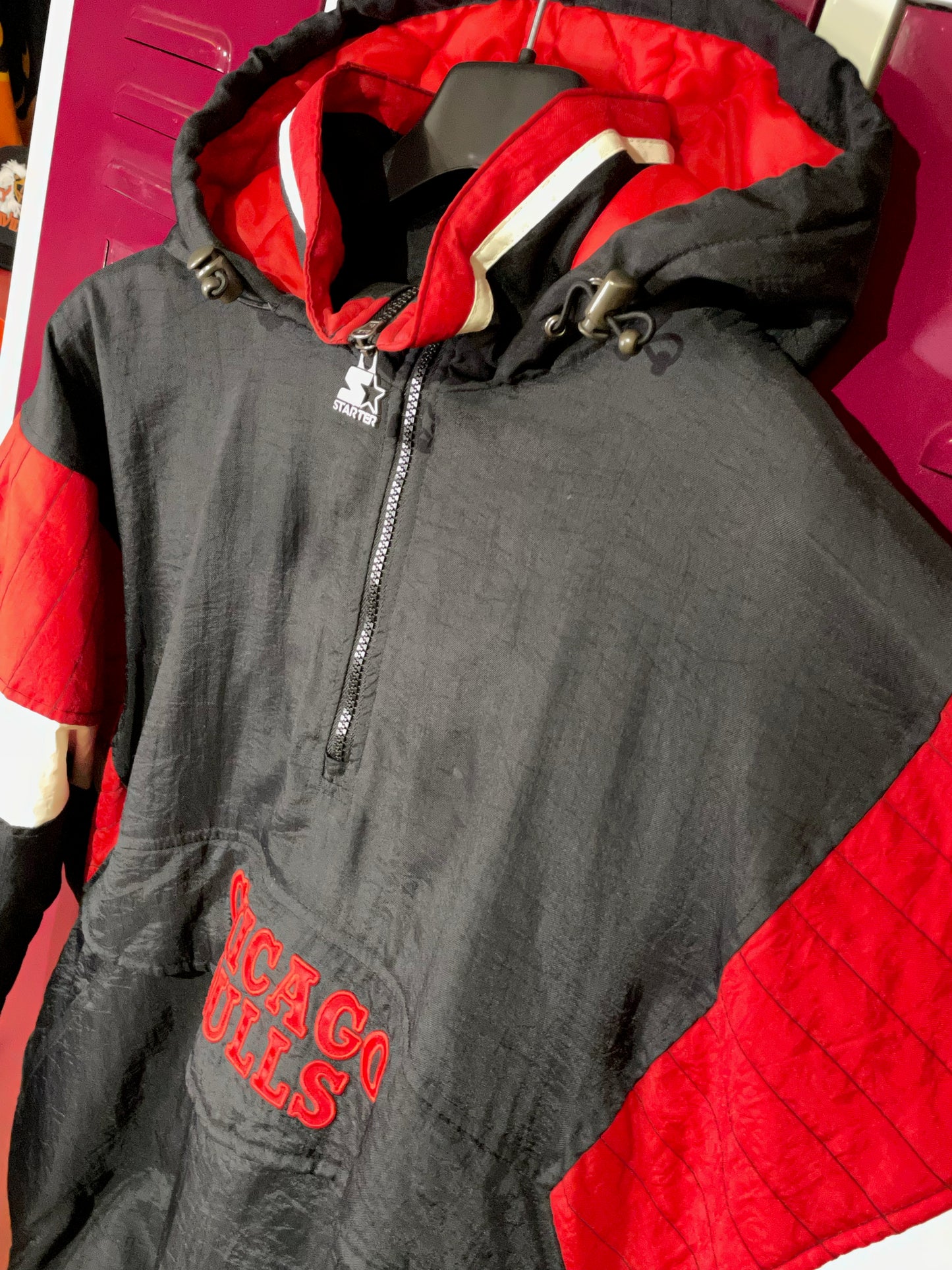 VINTAGE STARTER CHICAGO BULLS NBA HALF ZIP JACKET SZ: L