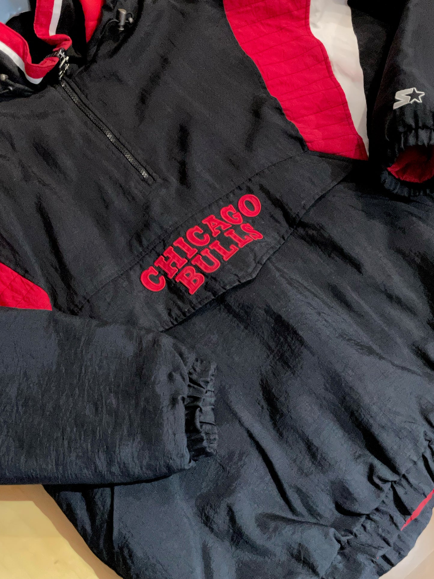 VINTAGE STARTER CHICAGO BULLS NBA HALF ZIP JACKET SZ: L
