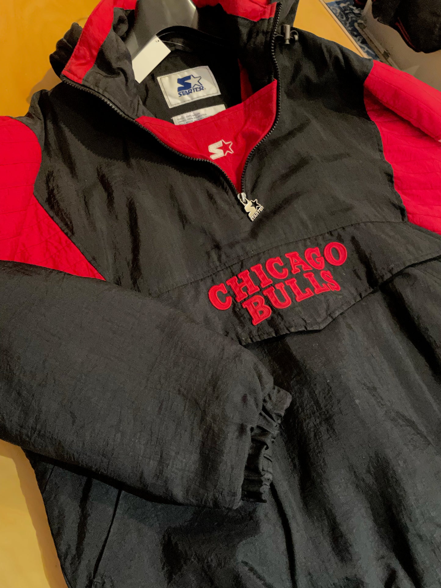 VINTAGE STARTER CHICAGO BULLS NBA HALF ZIP JACKET SZ: L